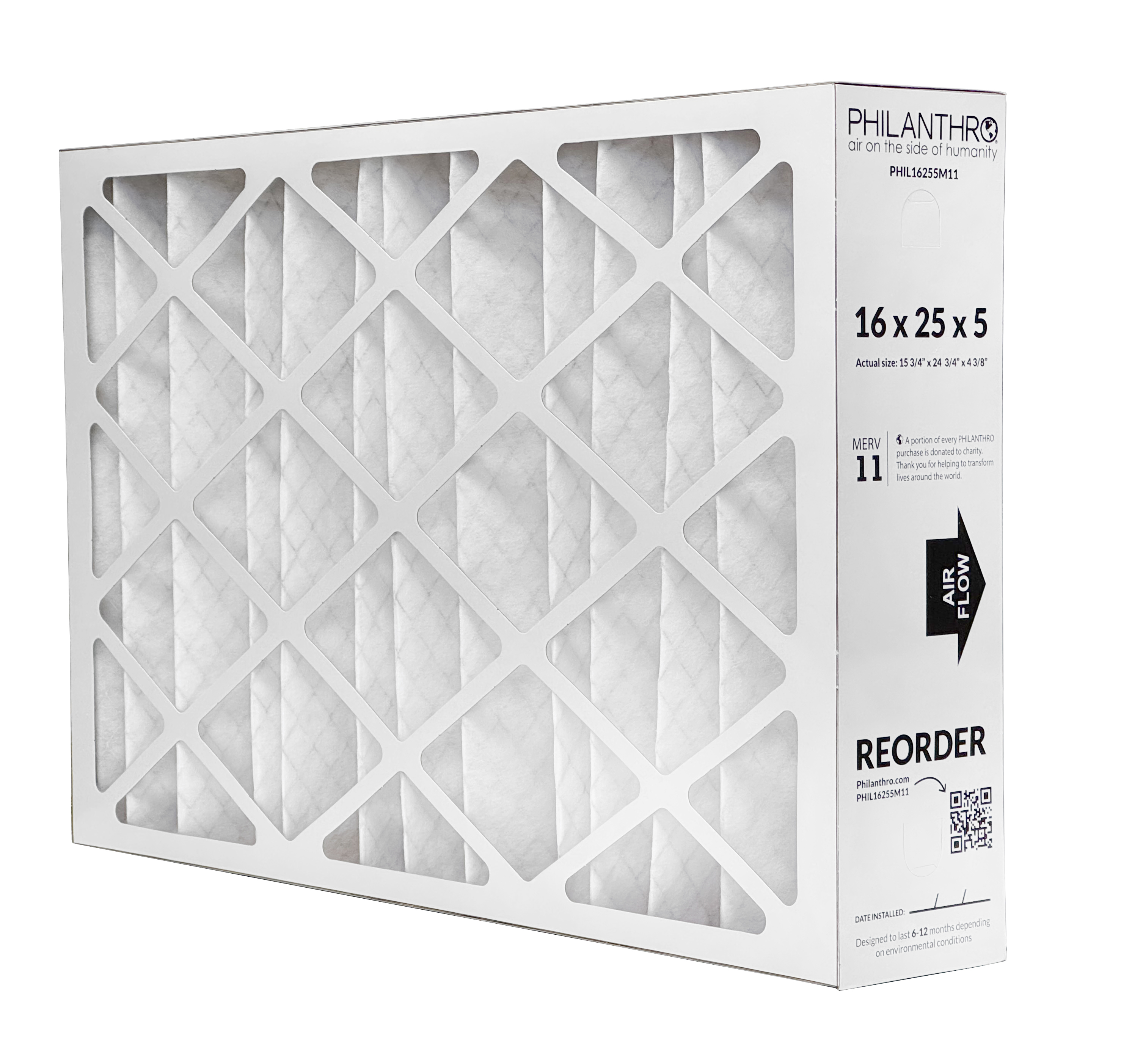 Philanthro PHIL16255M11 16x25x5 MERV 11 Air Filter