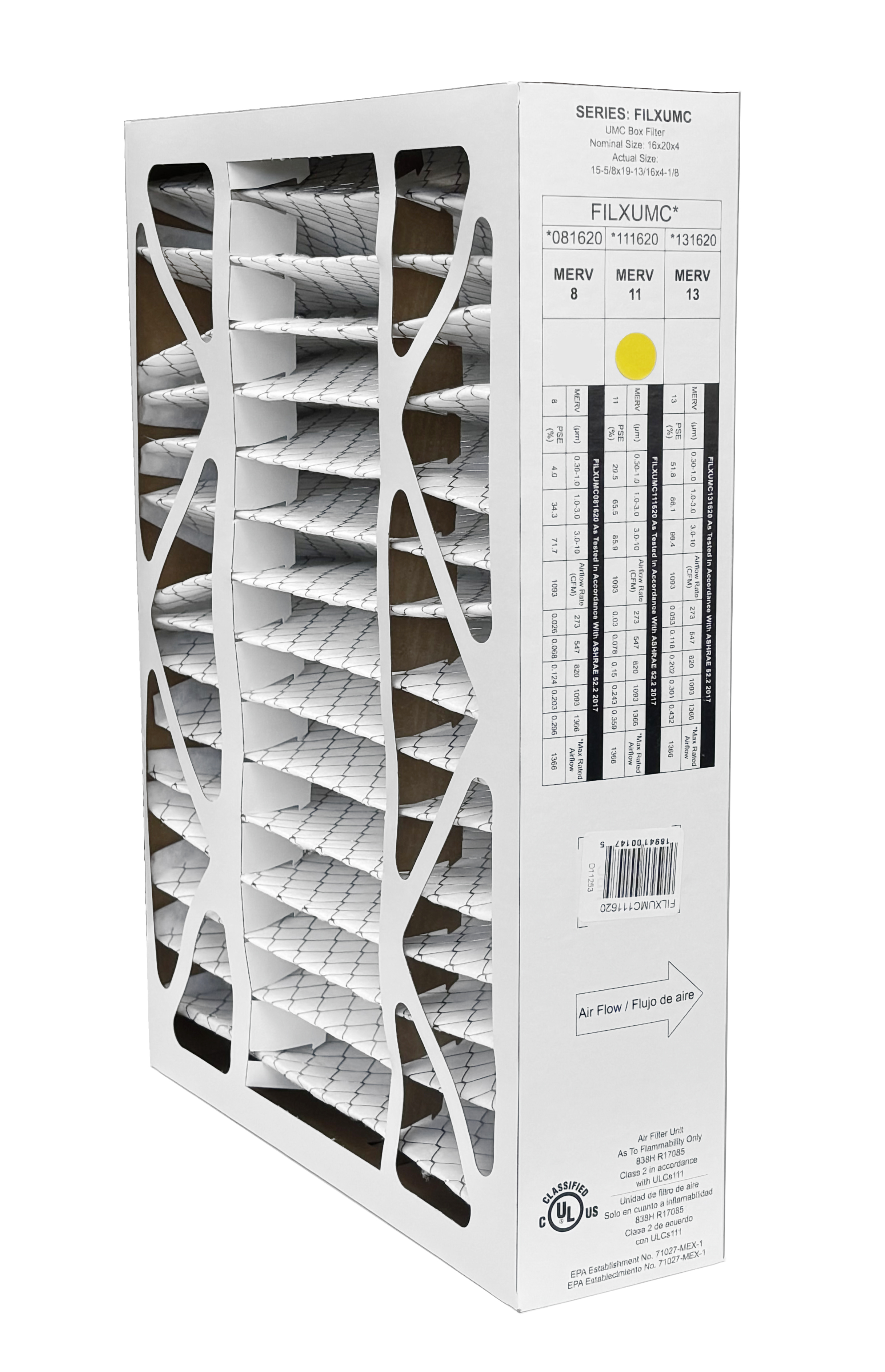Carrier & Bryant FILXUMC111620 16x20x4 MERV 11 Air Filter