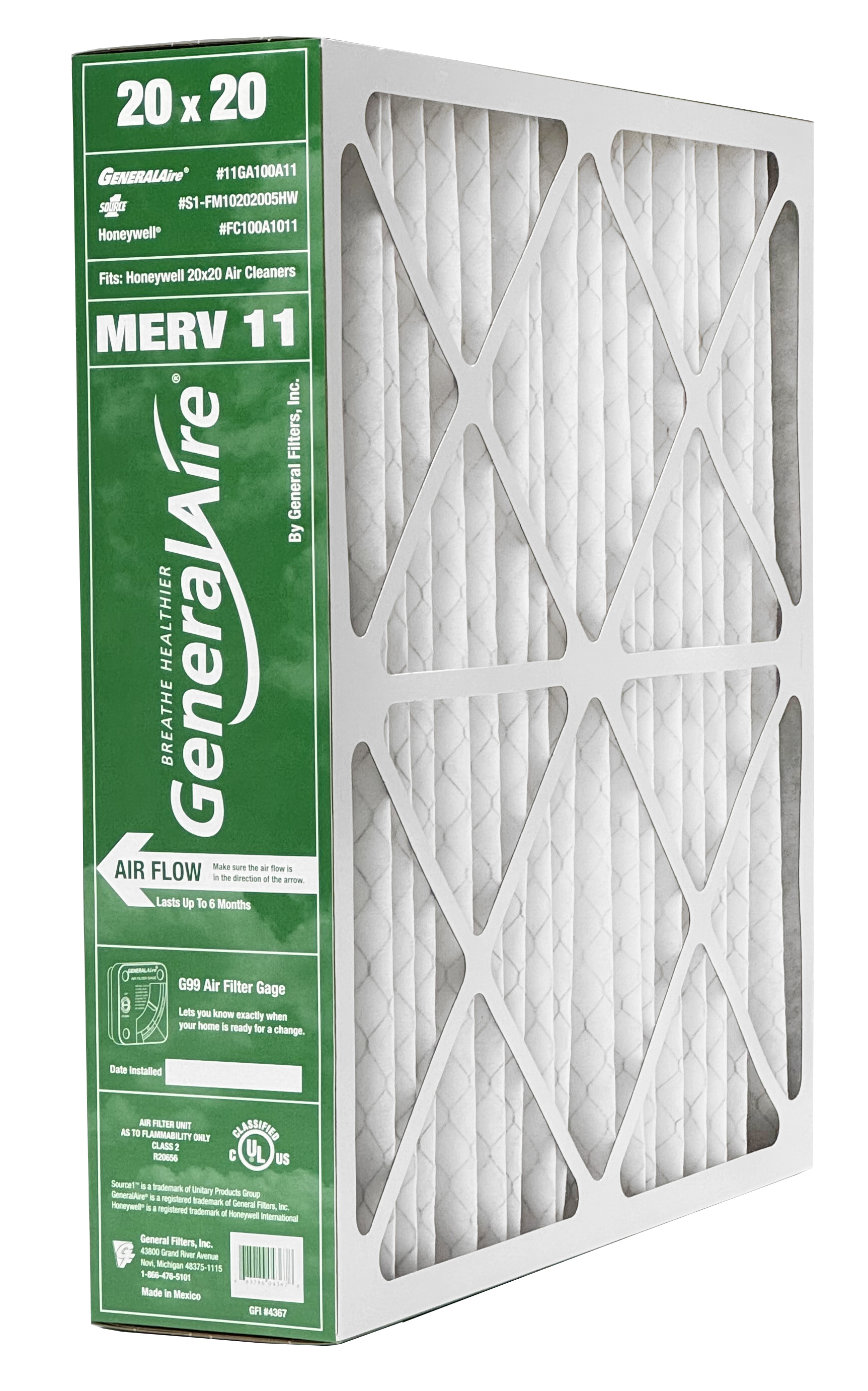 GeneralAire 11-GA100A11 20x20x5 MERV 11 Air Filter