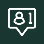 Notification icon showing one new follower with a person silhouette inside a speech bubble.