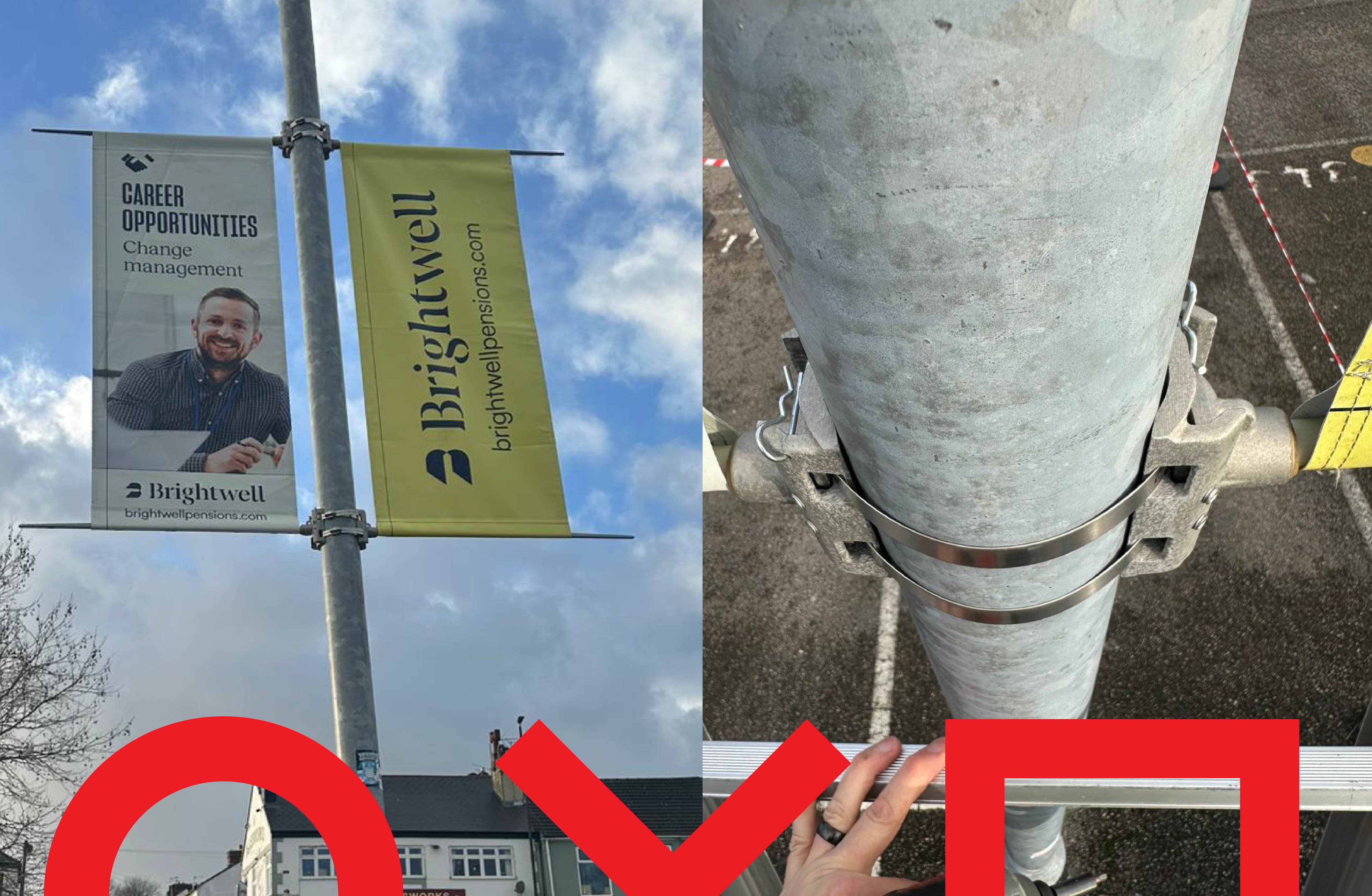 Lamp post banners installed for Chesterfield FC outdoor signage