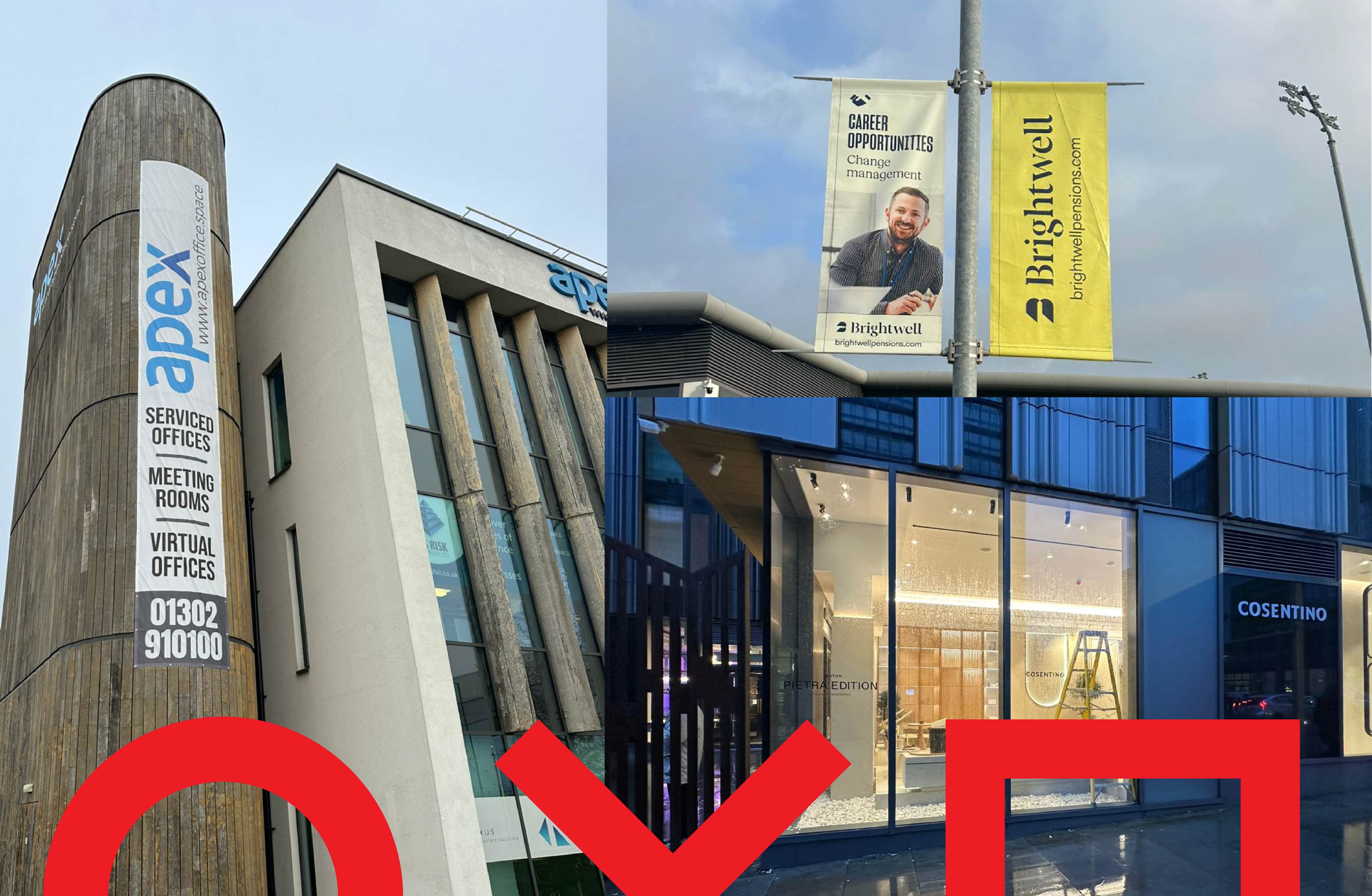 Lamp post banners used for brand visibility and wayfinding