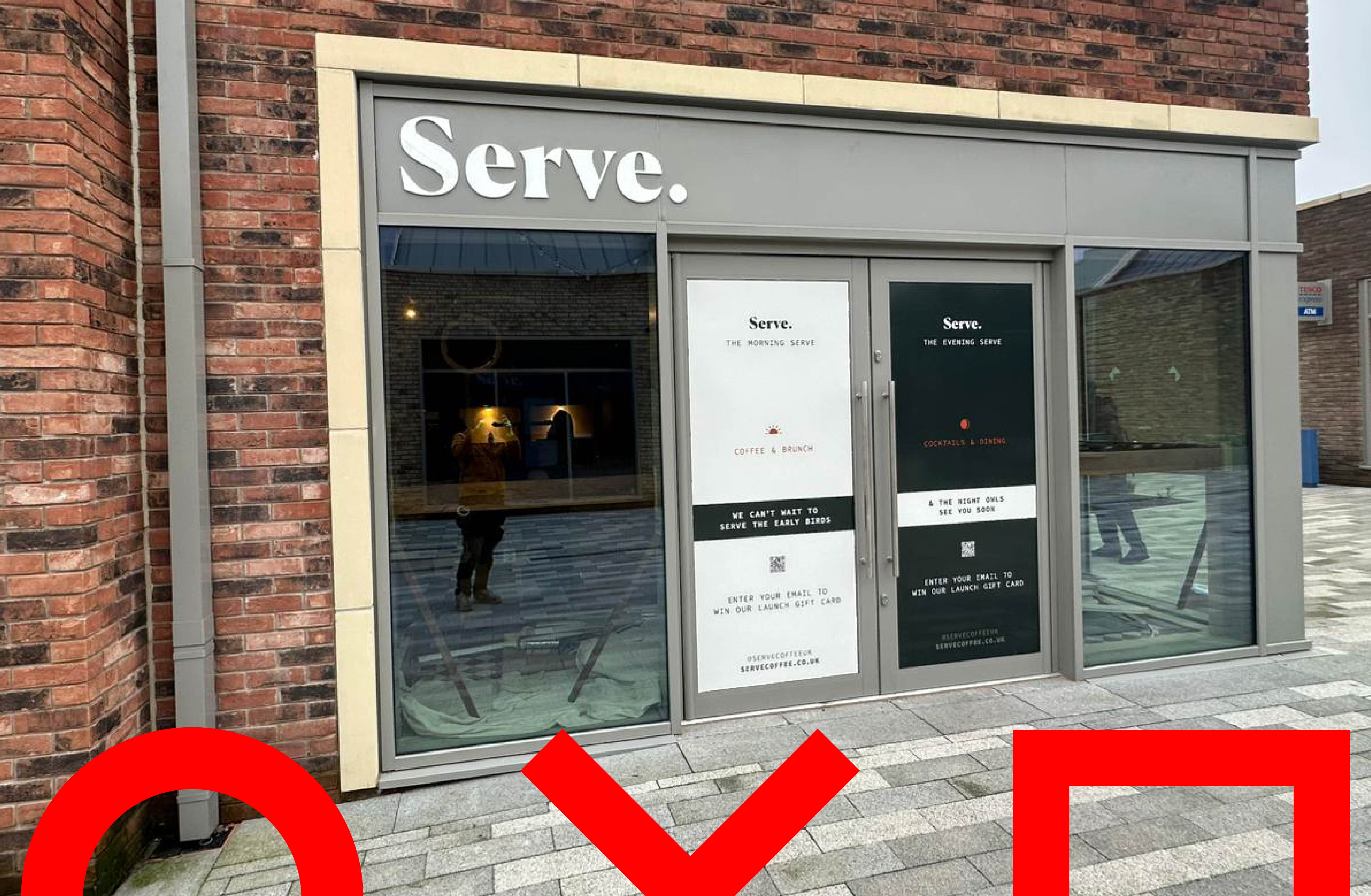 Modern café window graphics installed at Serve Coffee Waverley