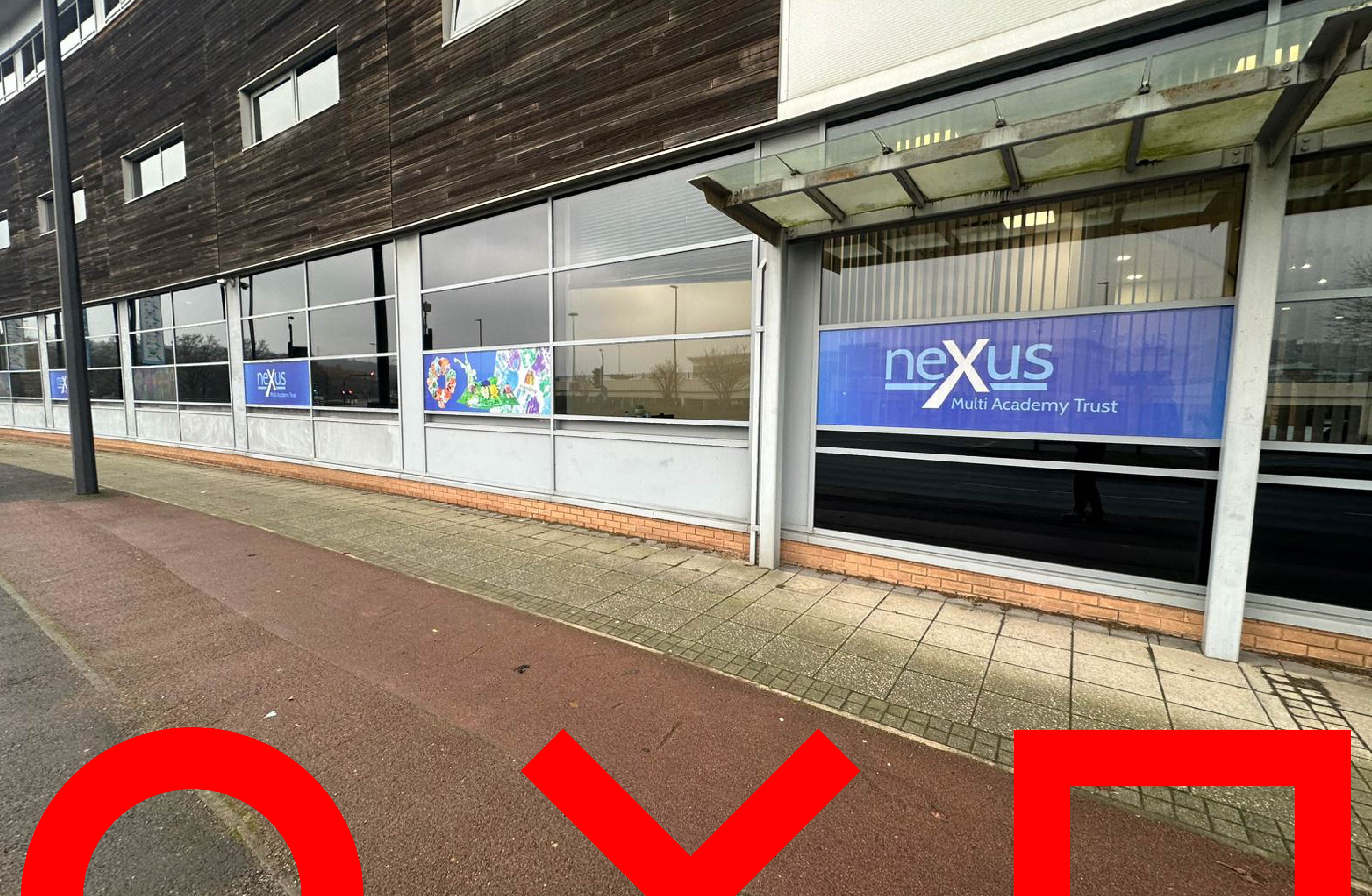 Education window vinyl graphics installed at Nexus Academy Trust