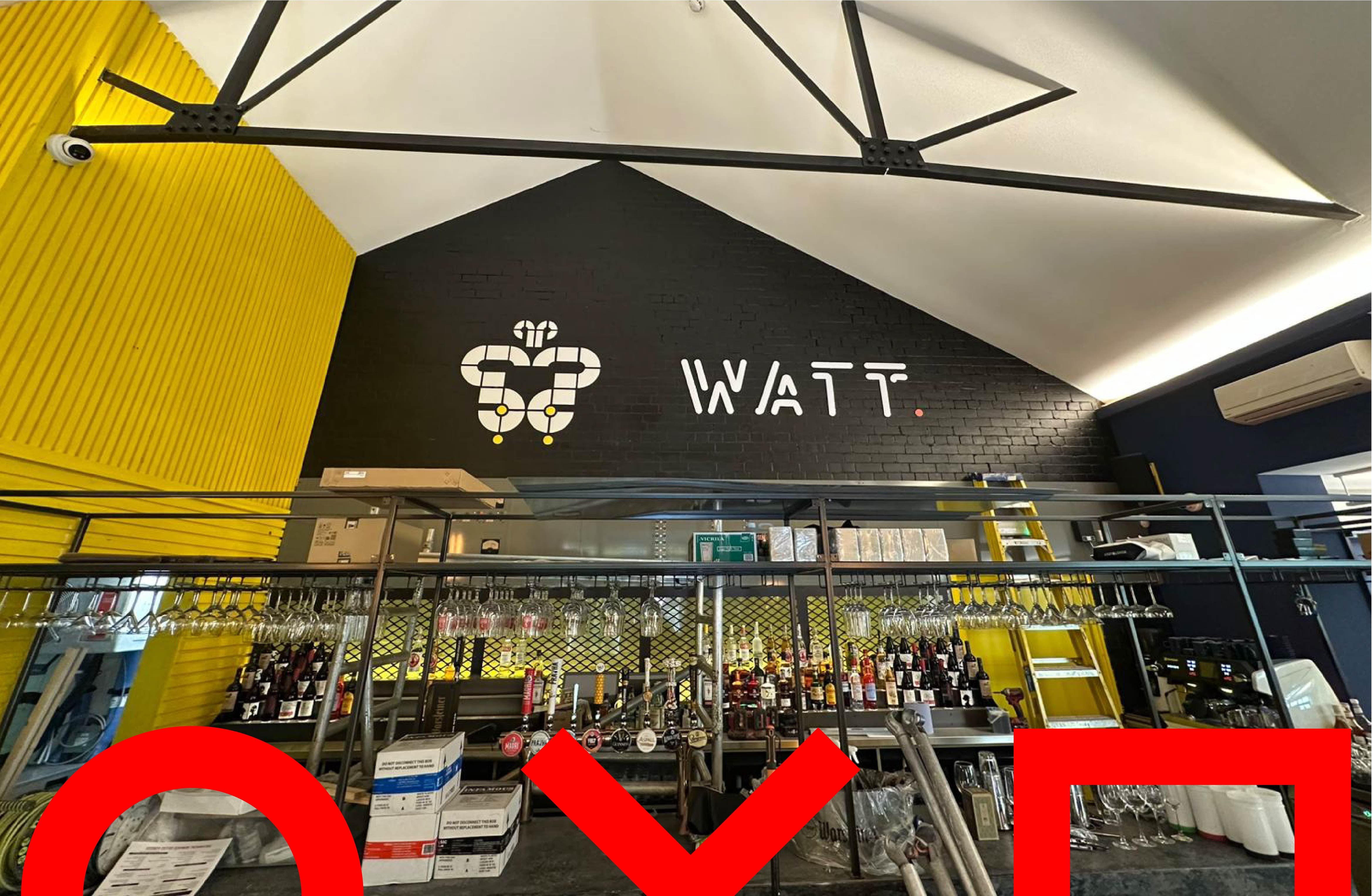 feature wall branding Watt bar Sheffield interior wall graphics installation