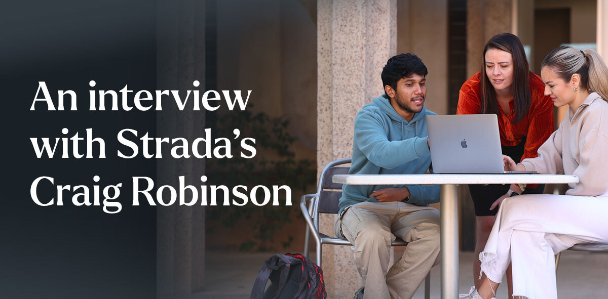 In white, text says An interview with Strada's Craig Robinson