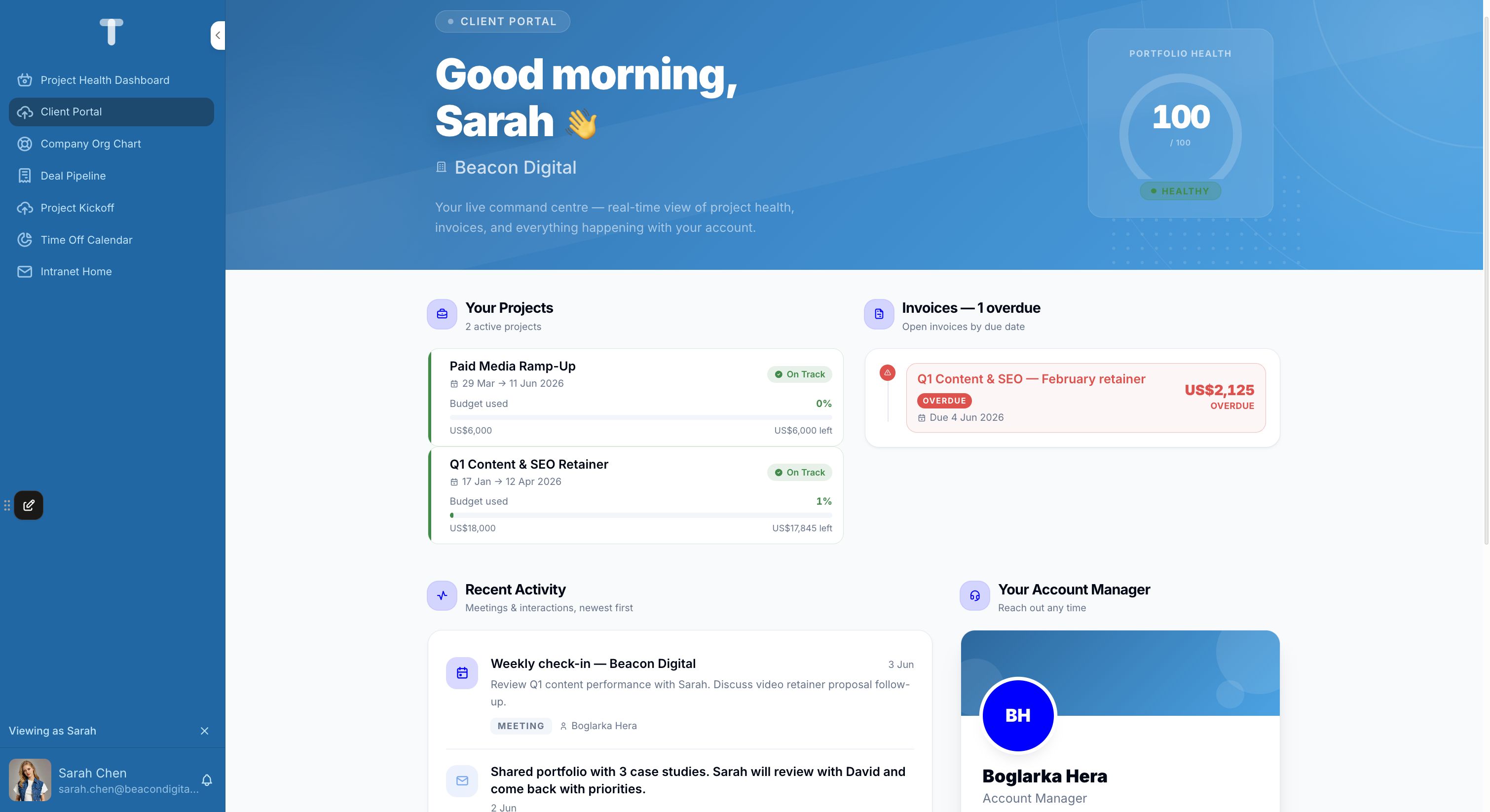 A client portal built with Noloco AI