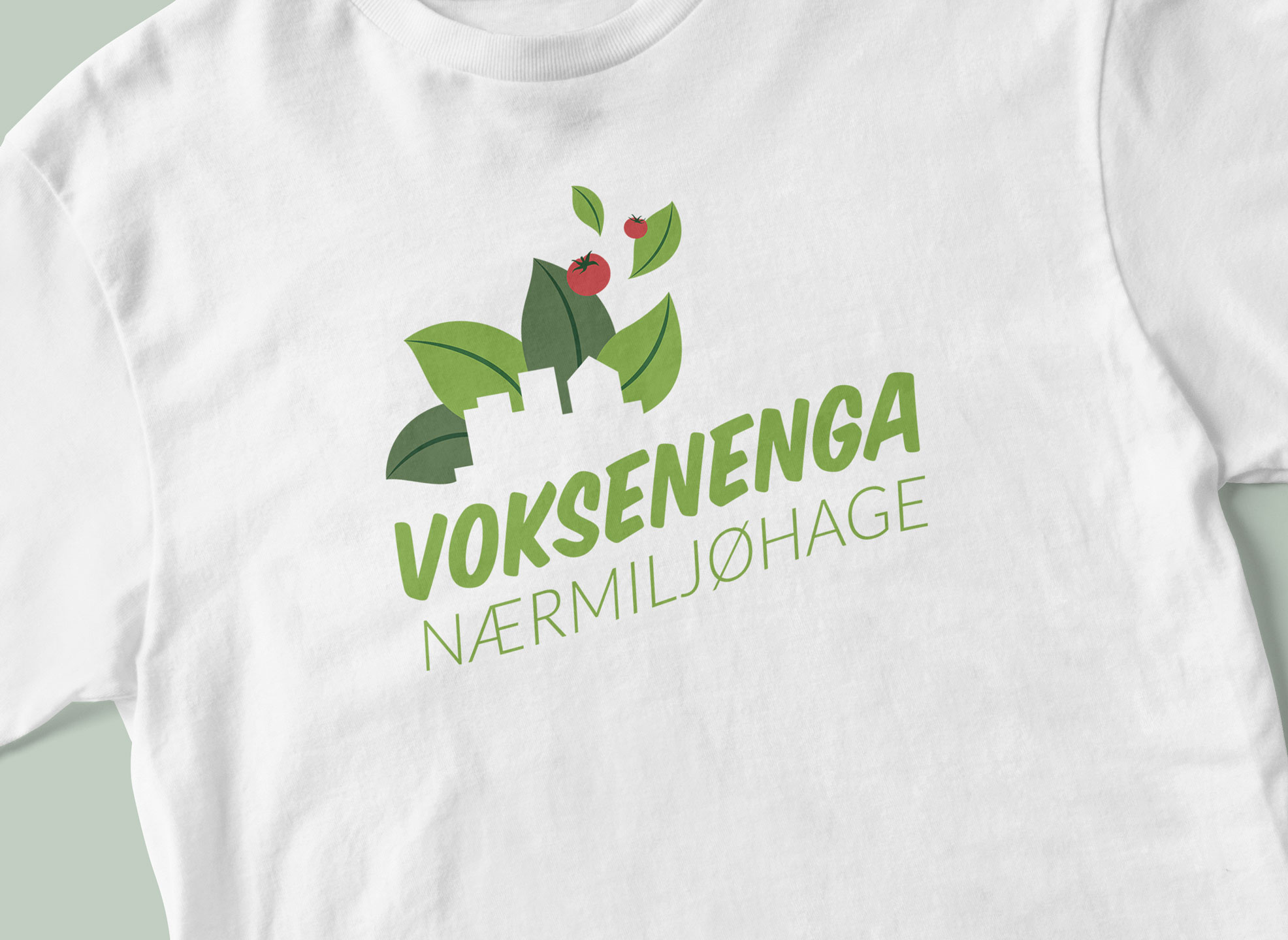 Tshirt with logo for "Voksenenga Nærmiljøhage"