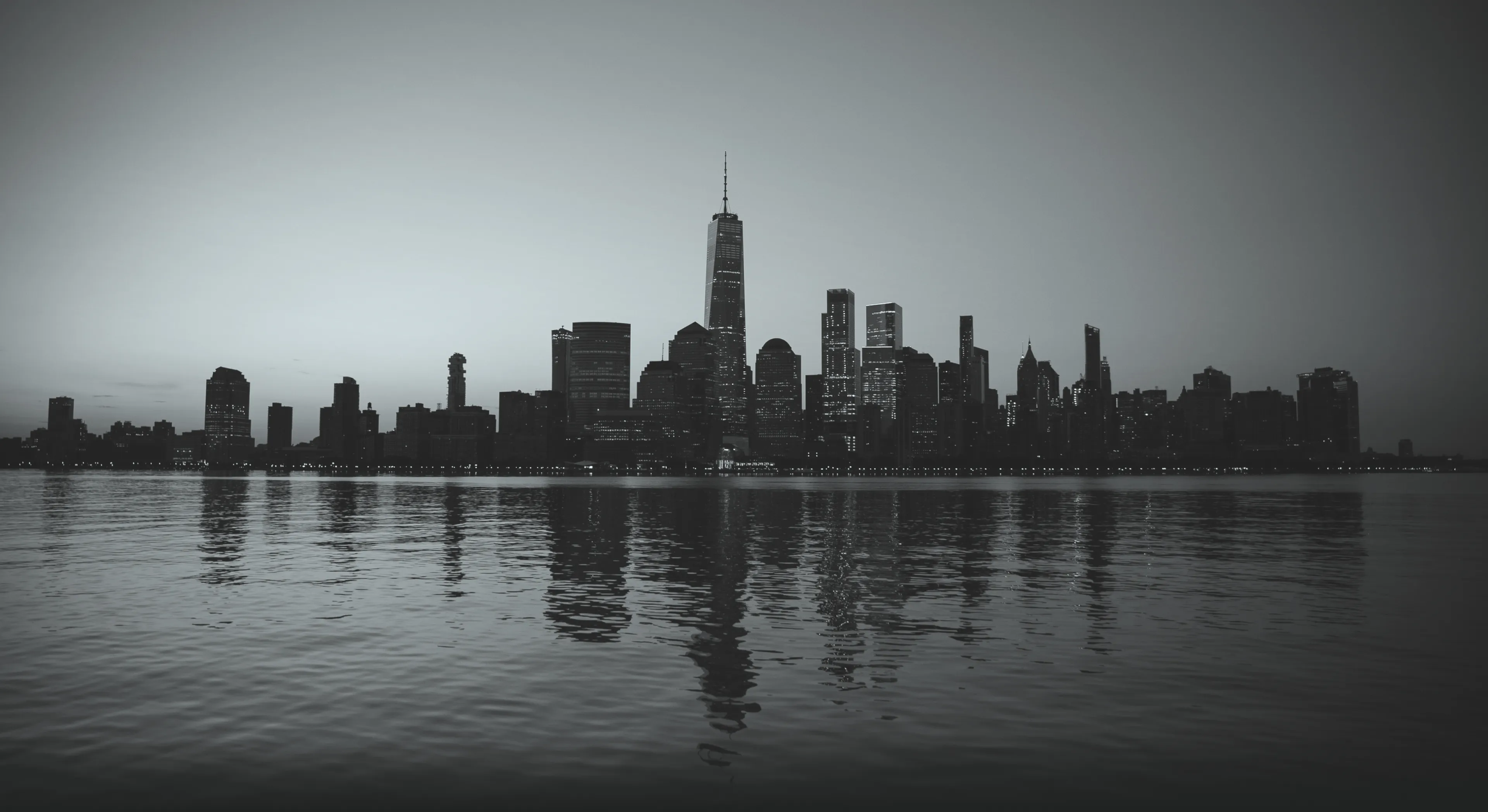 NYC city skyline in black and white