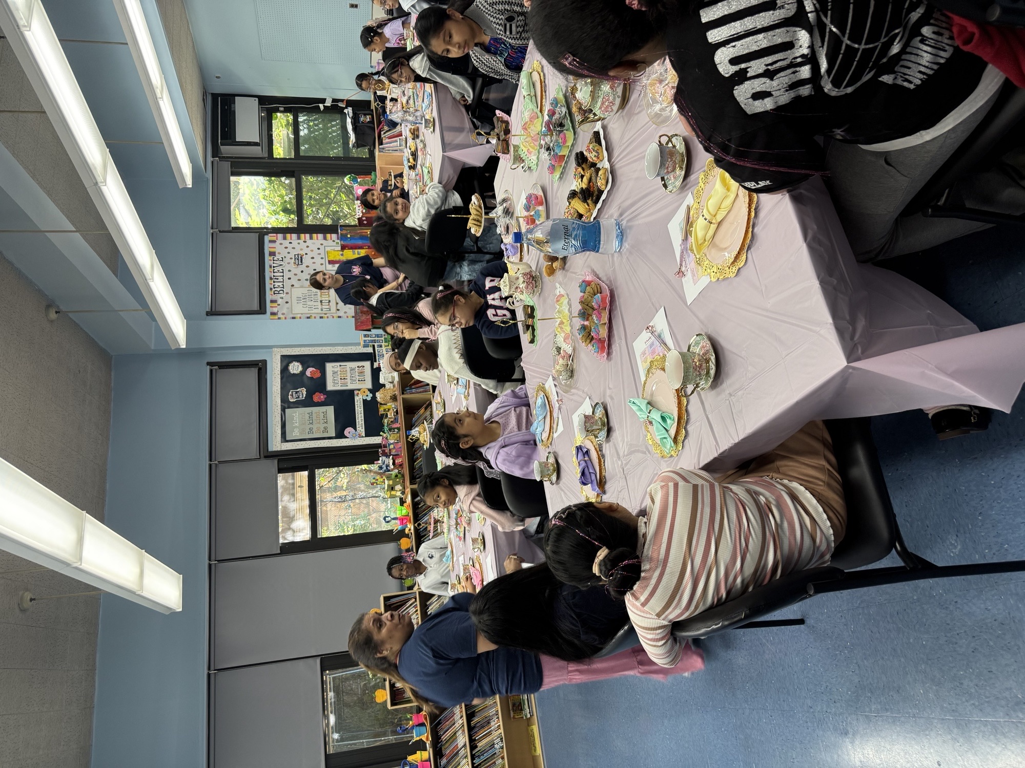 Decorated tea party table for International Girls Day