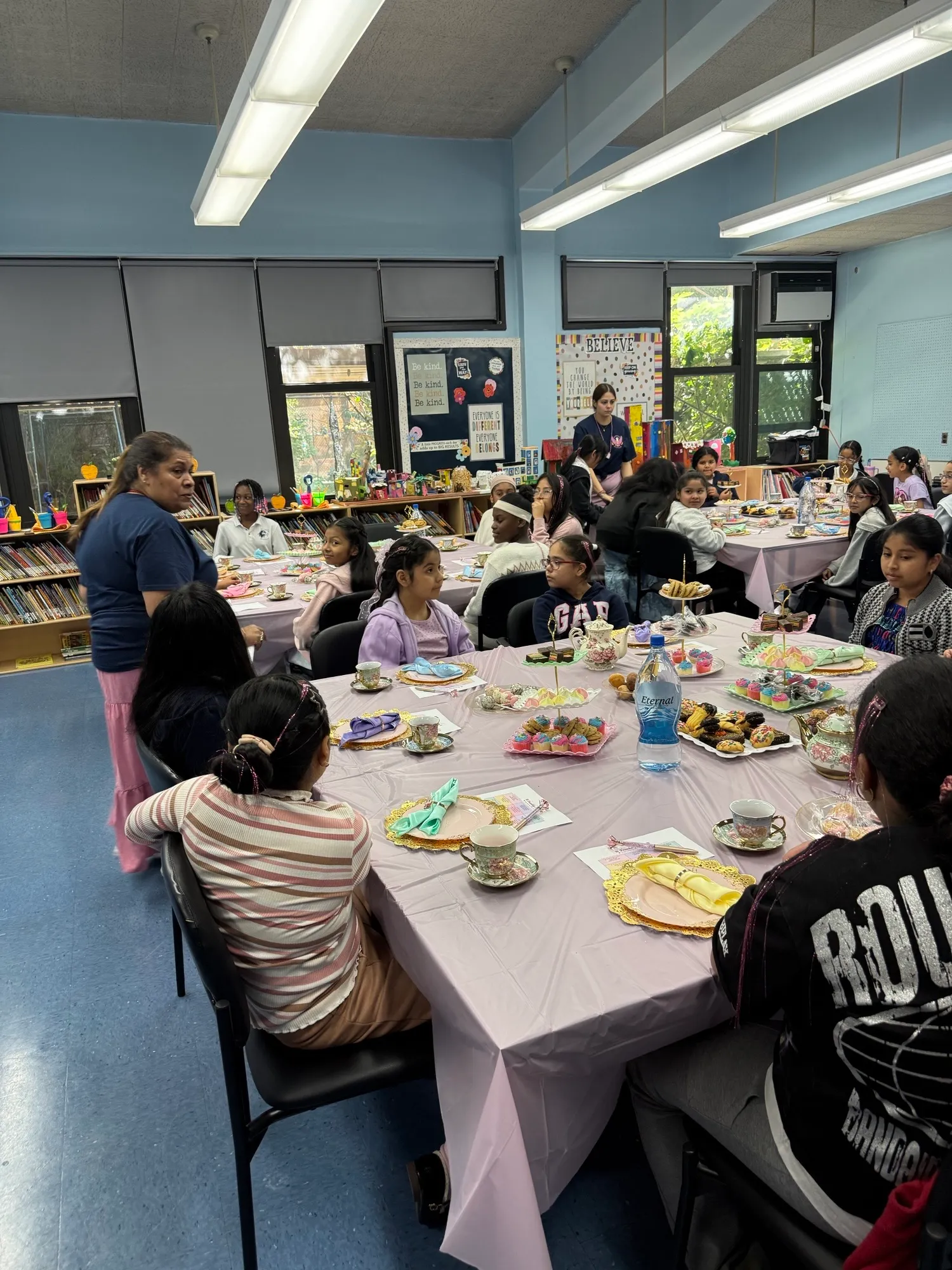 Decorated tea party table for International Girls Day