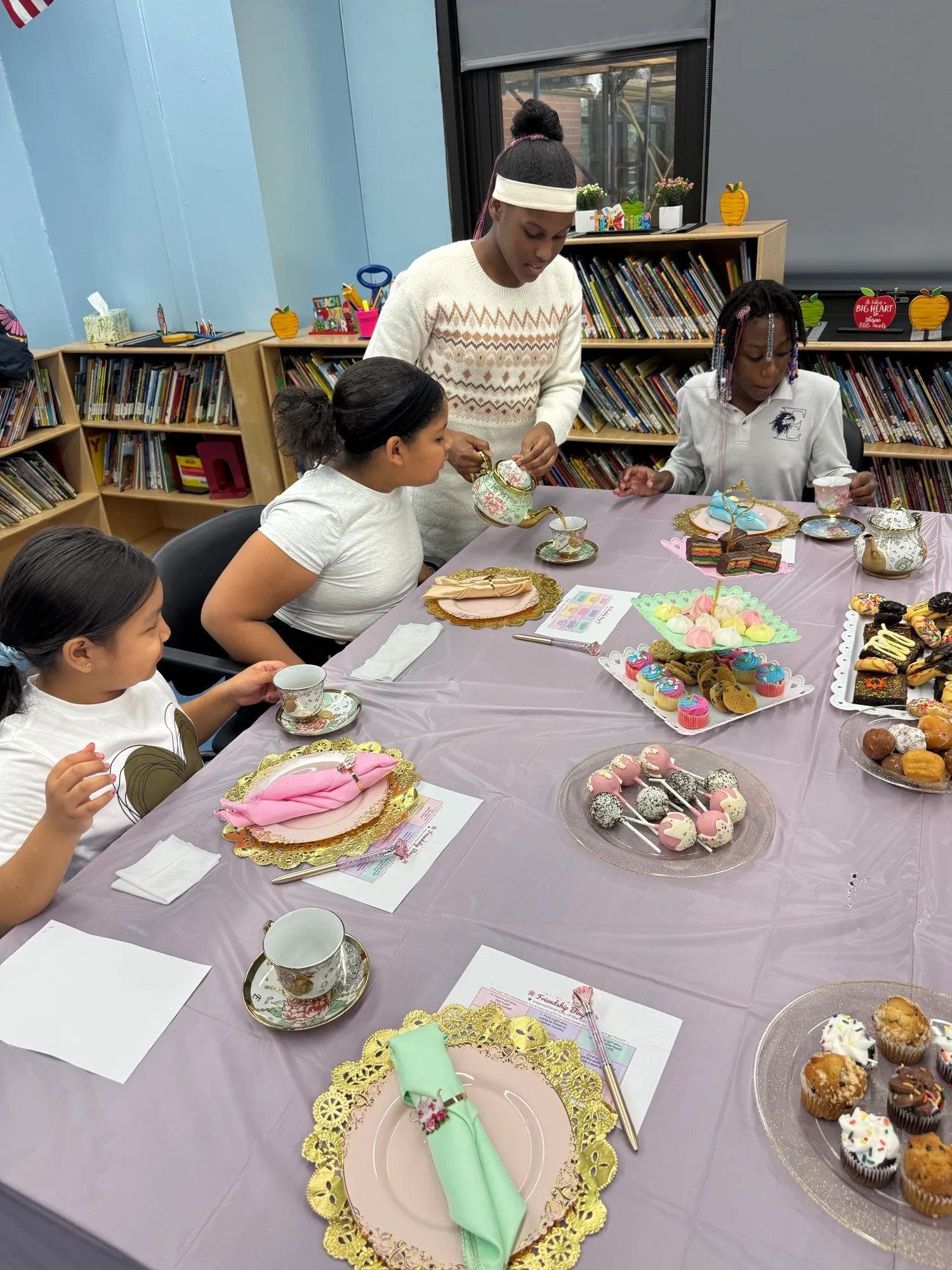 4th and 5th grade girls at the International Girls Day tea party