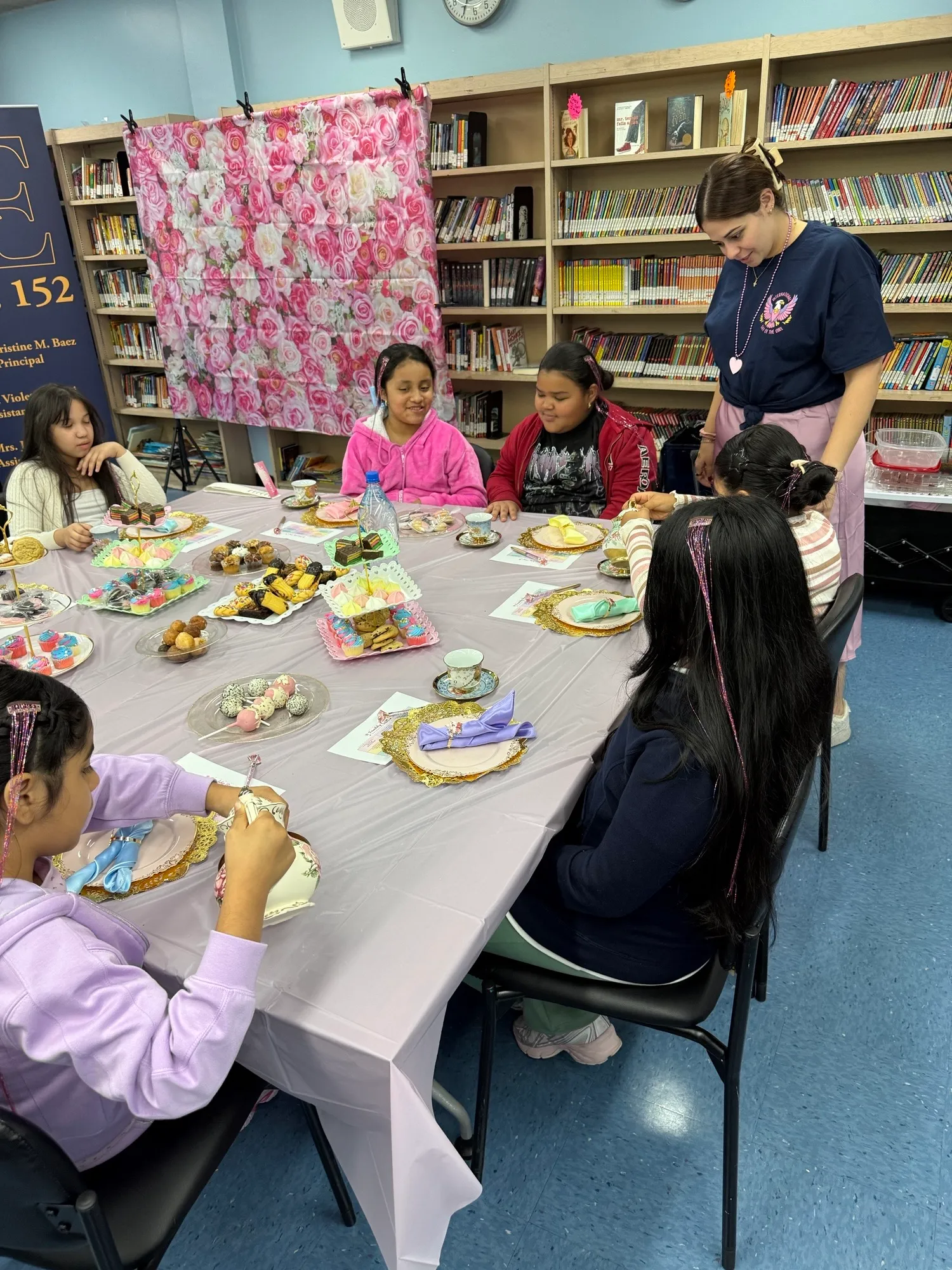Students enjoying the International Girls Day tea party