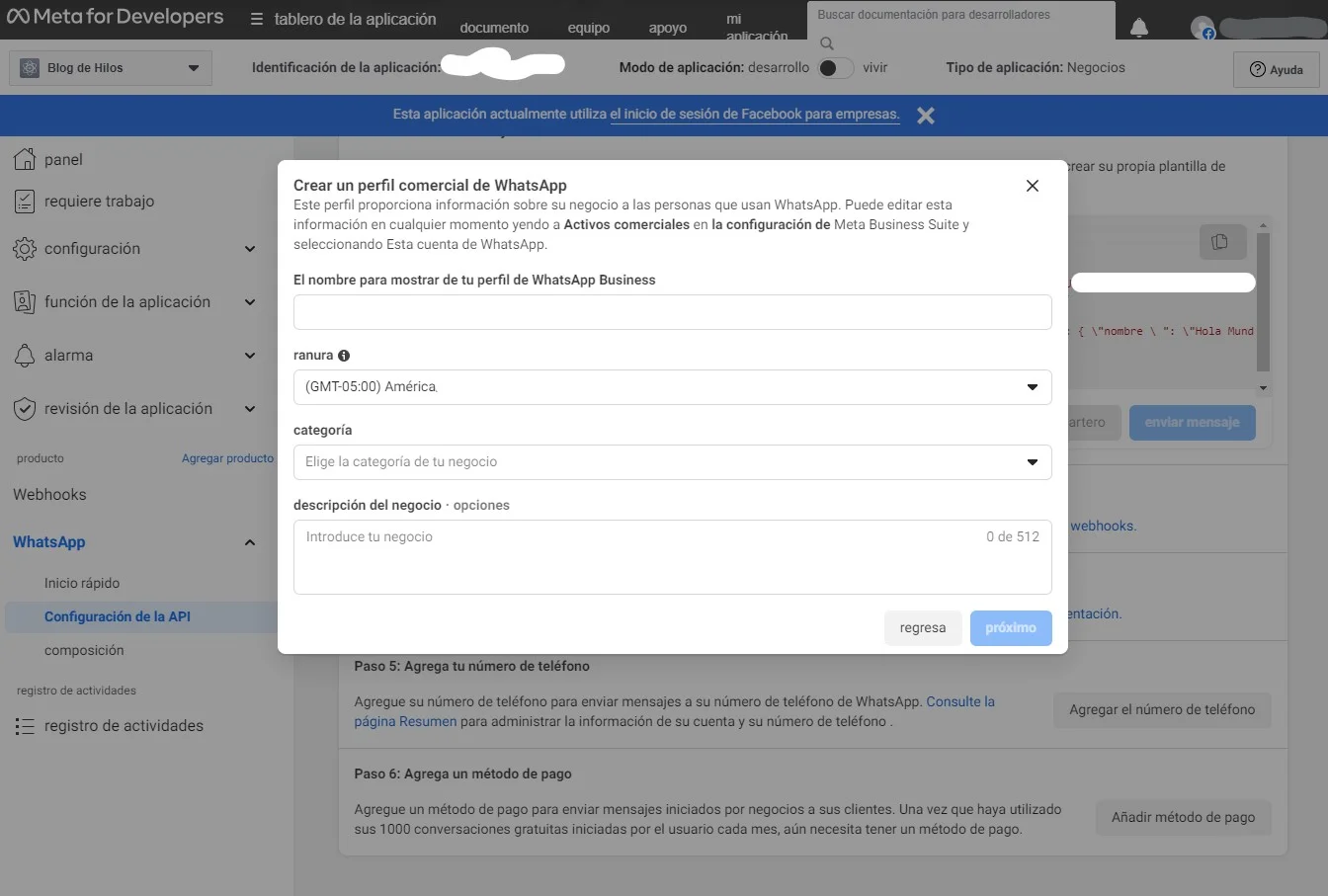 Agregar número nuevo whatsapp api