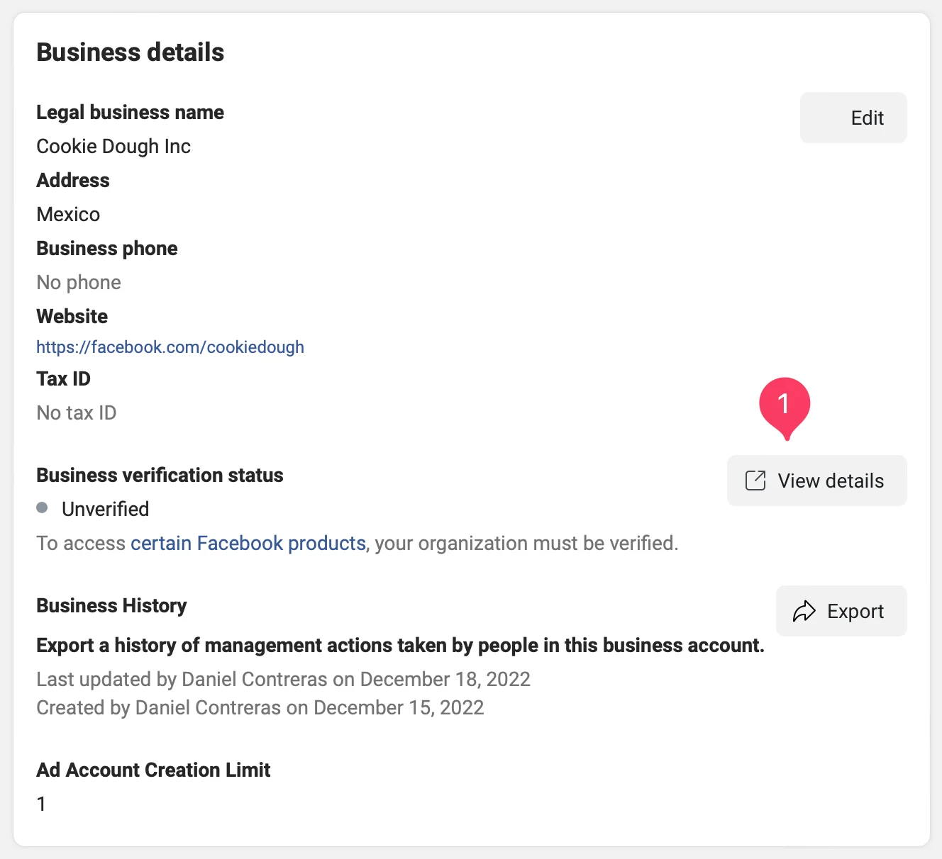 business manager setup details