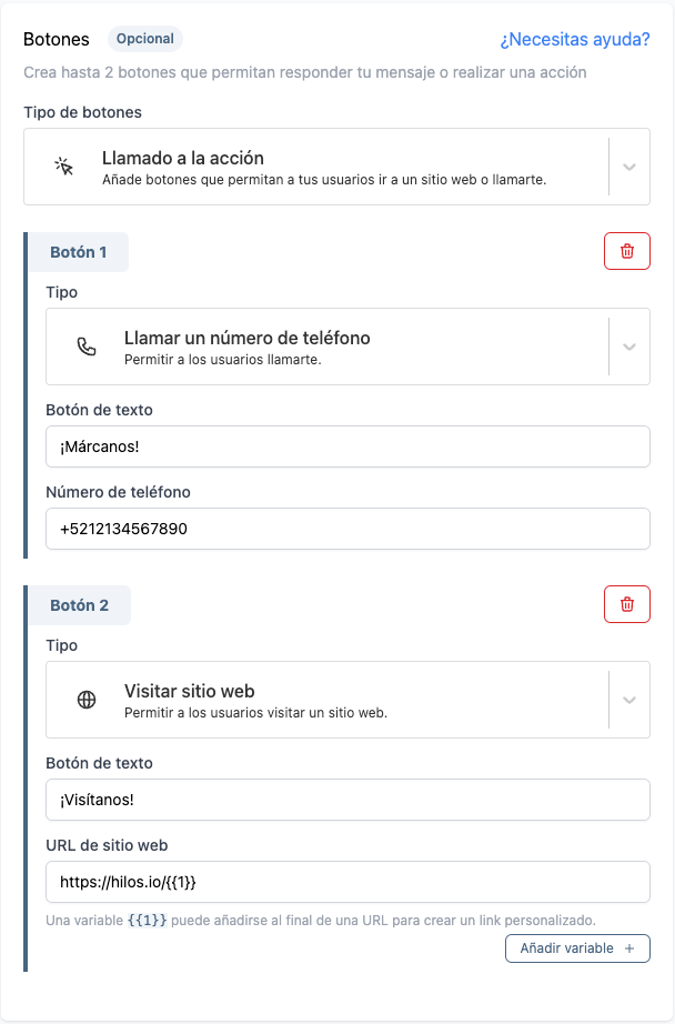 editor de plantillas whatsapp botones