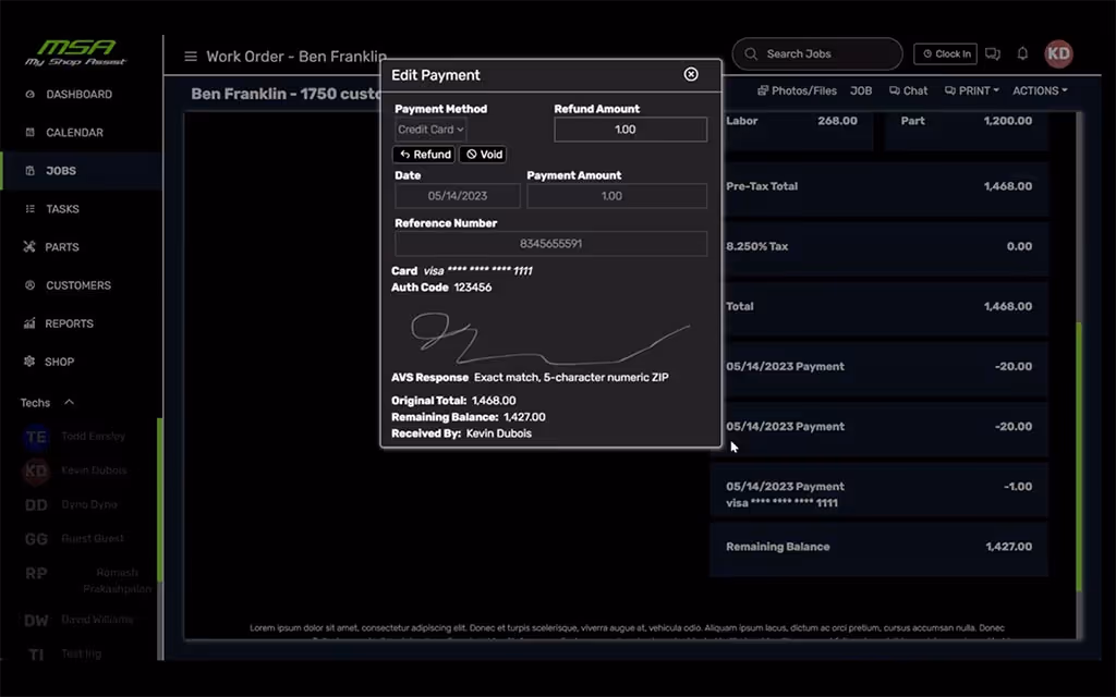 a screen shot of the authorization request form signed within MSA