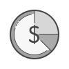 Budget pie chart icon.