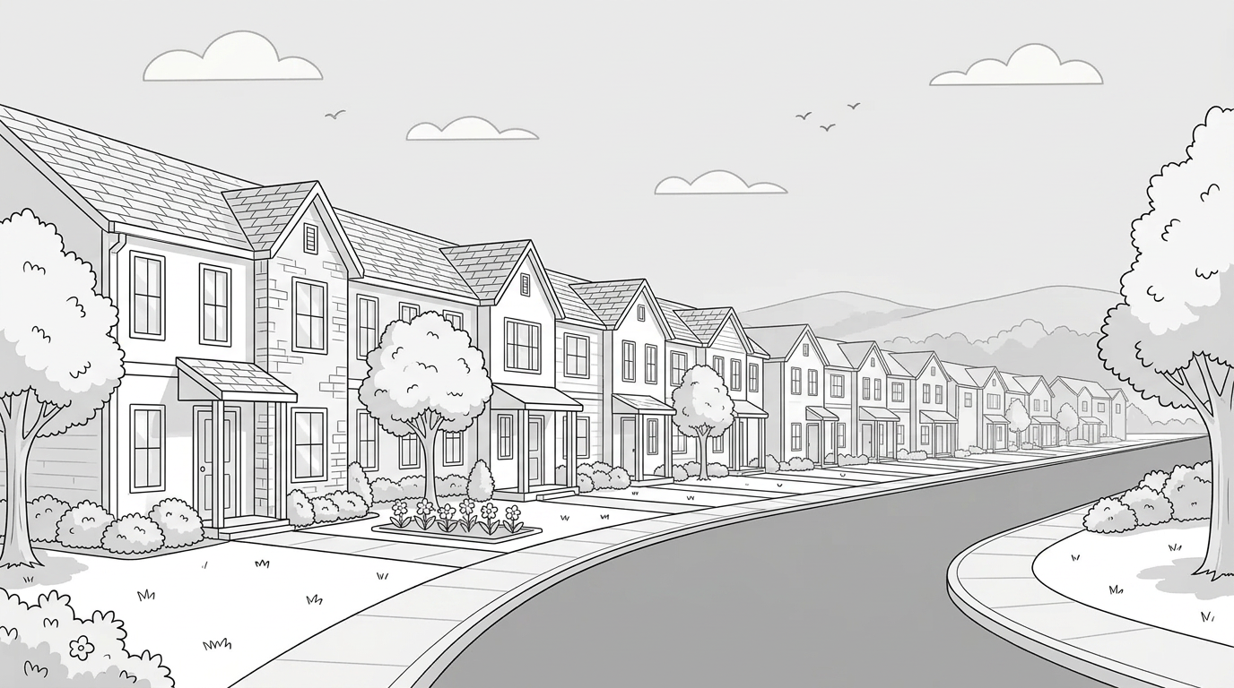 Townhome building illustration.