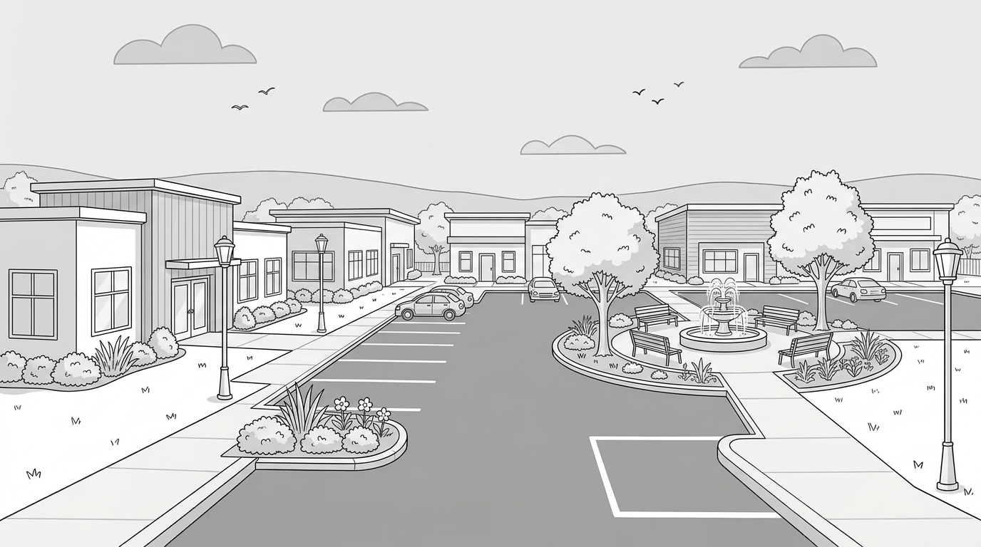 Office park buildings illustration.