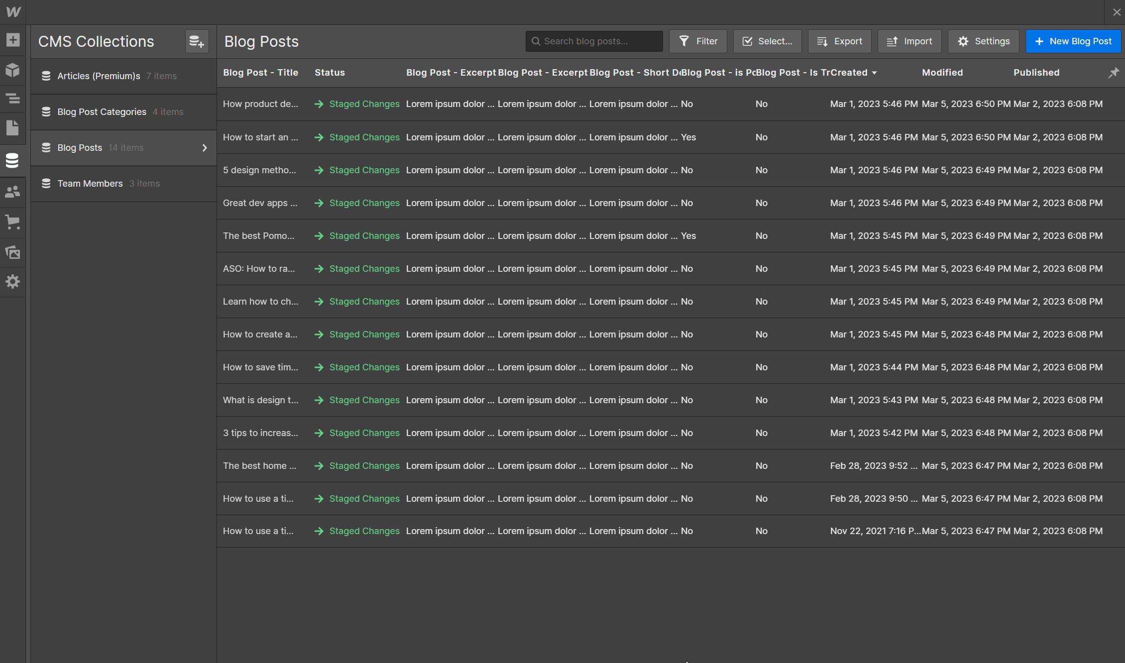 CMS Collection - Writing X Webflow Template