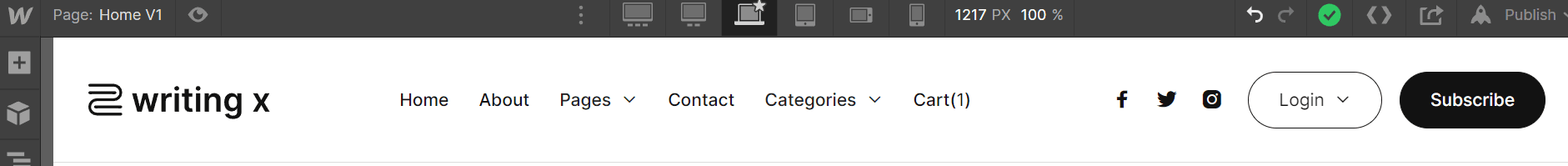 Responsive Design - Writing X Webflow Template