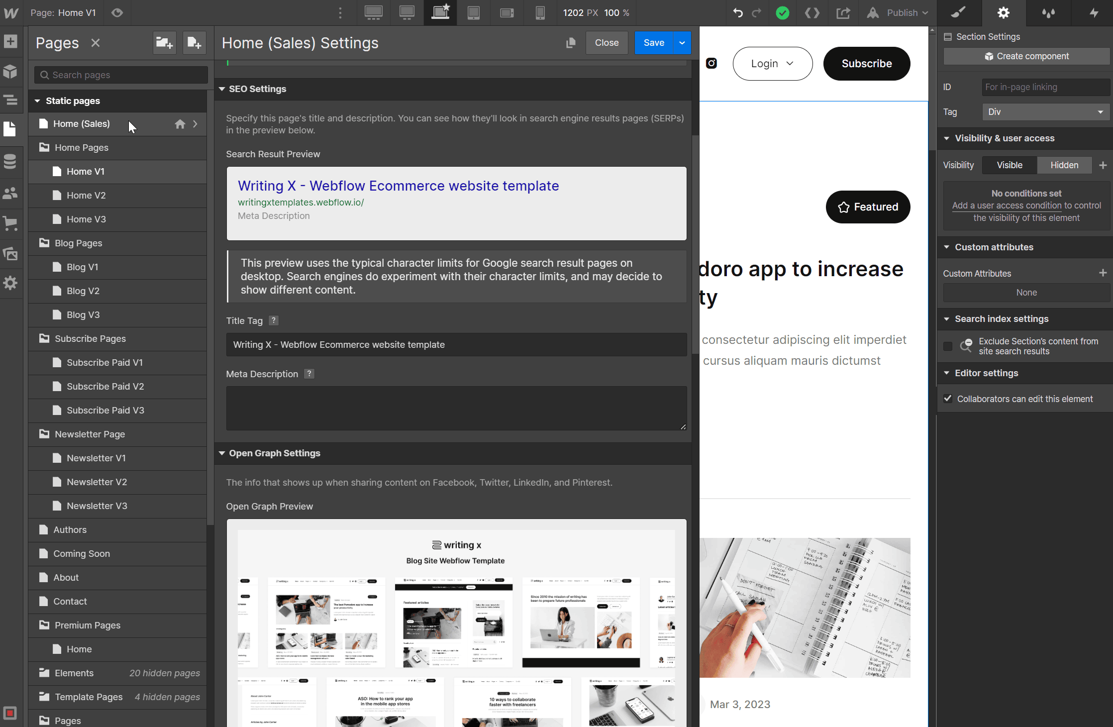 SEO - Writing X Webflow Template