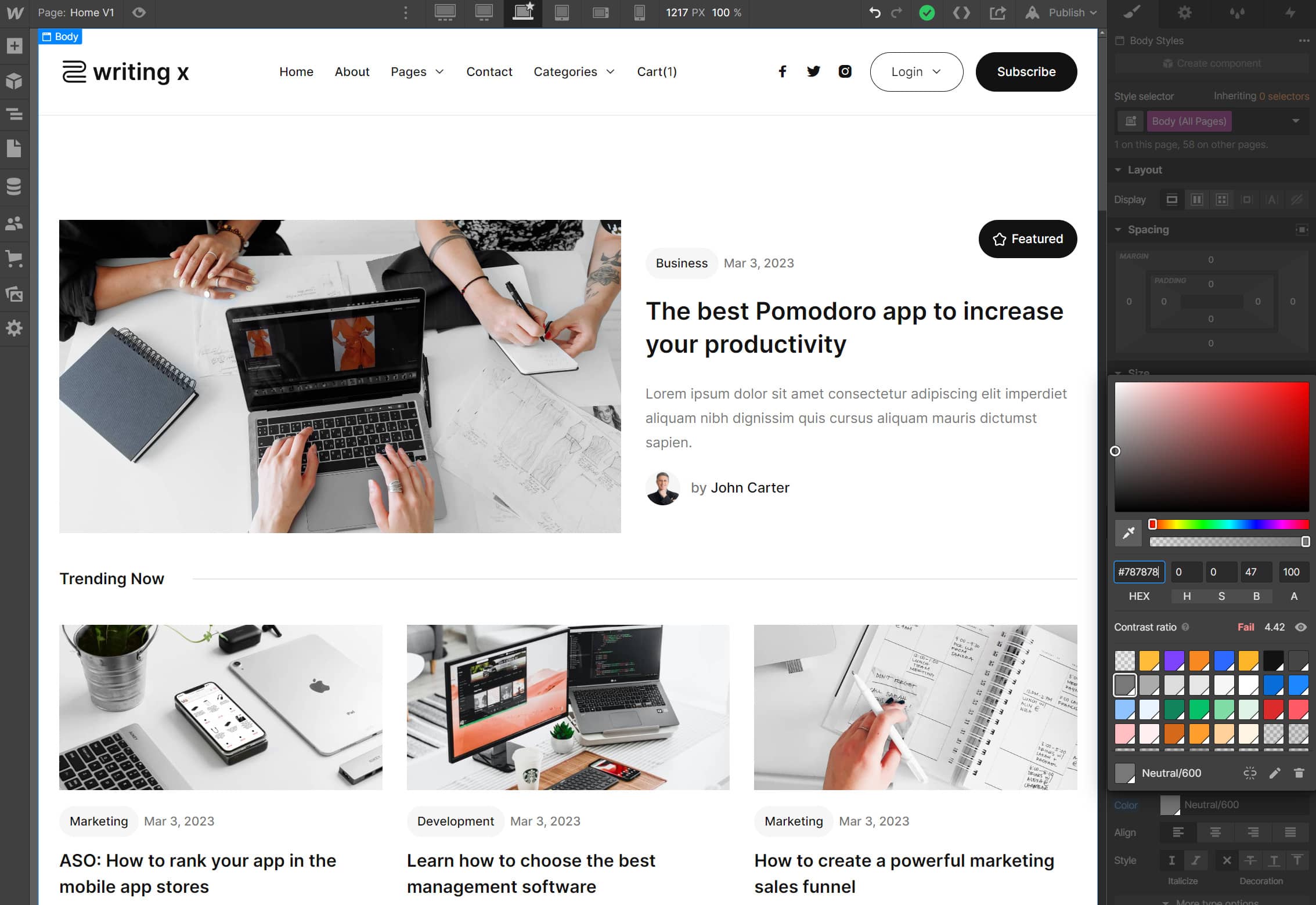 Color - Writing X Webflow Template