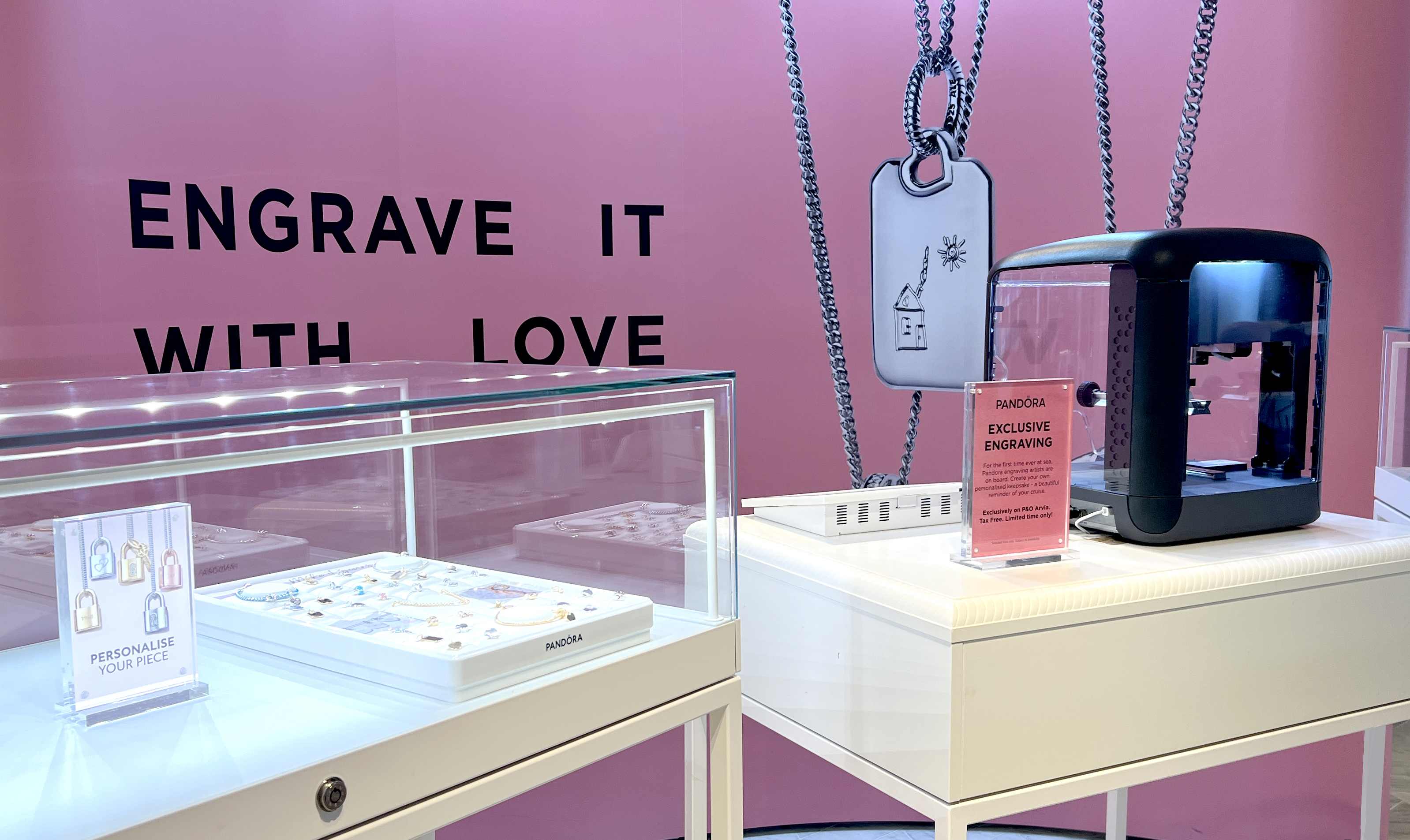 Harding+ and Pandora launch travel retail first with bespoke engraving machines at sea