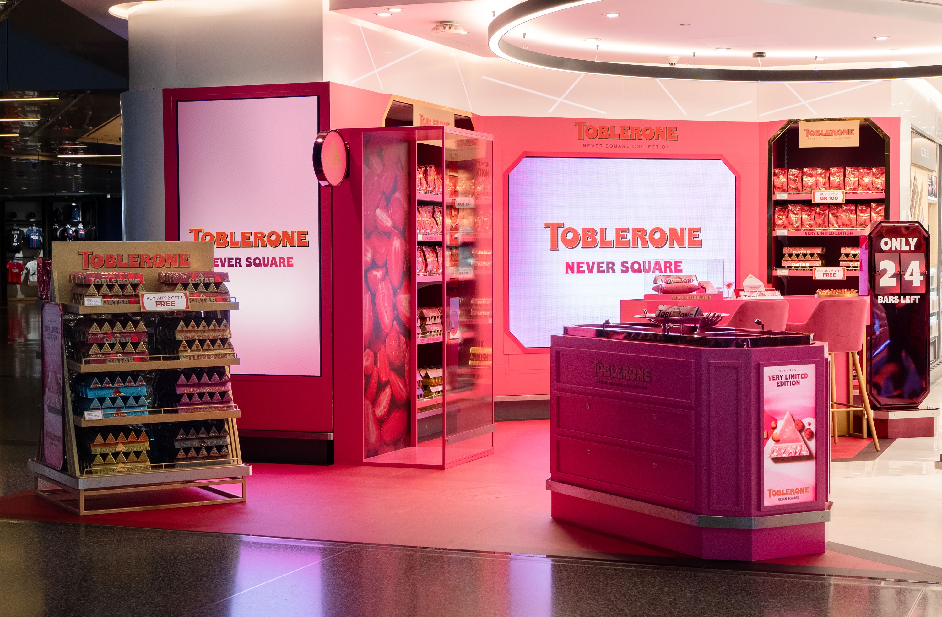 World-exclusive launch: Mondelez World Travel Retail and Qatar Duty Free reveal Toblerone Pink Crush at Hamad International Airport