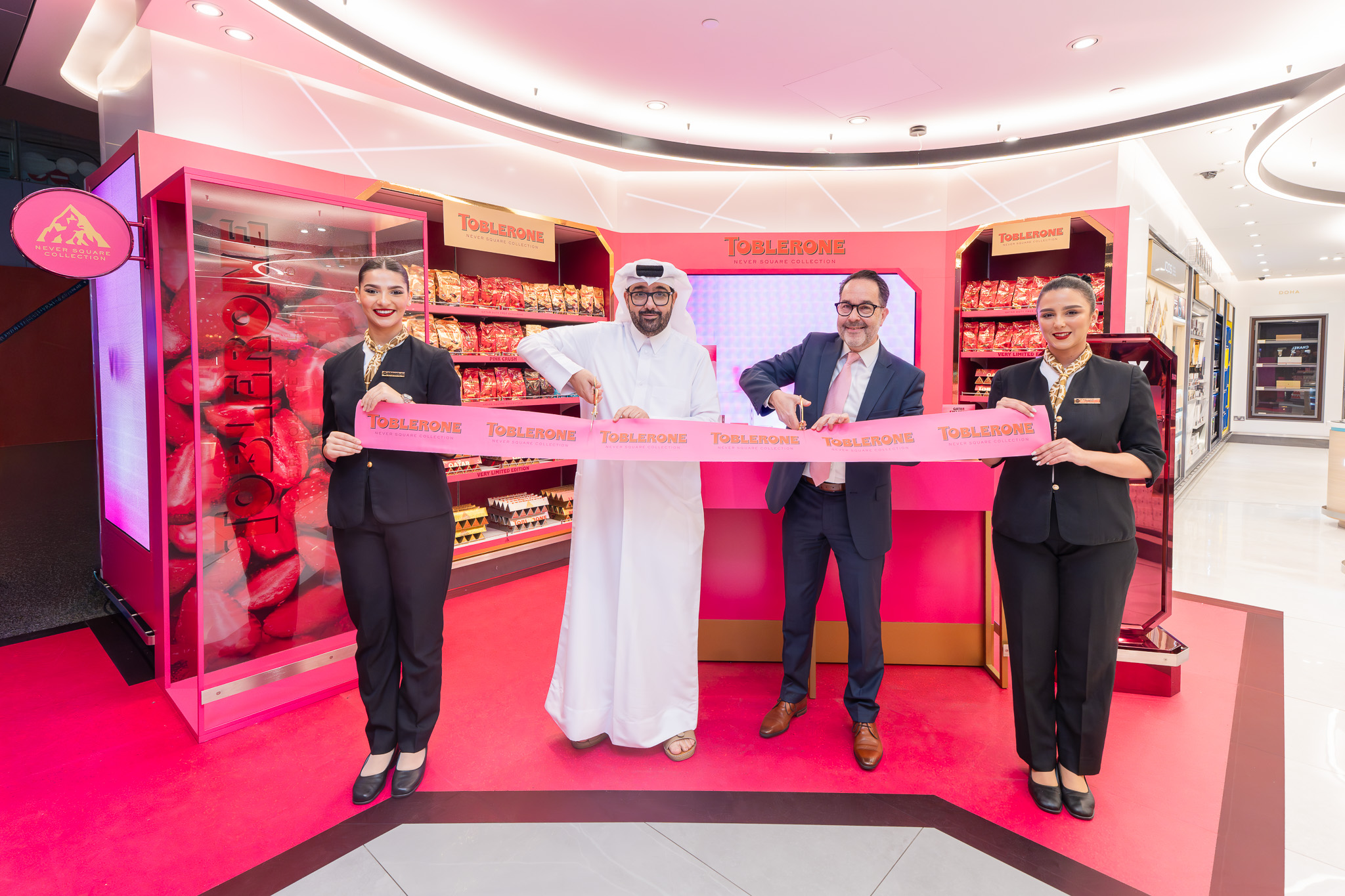 Mondelez WTR and Qatar Duty Free join forces in Toblerone Pink Crush Stunt Day at Hamad International Airport