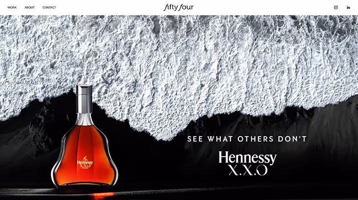 Sceengrab of fiftyfourproduction.com landing page by ganesh.studio