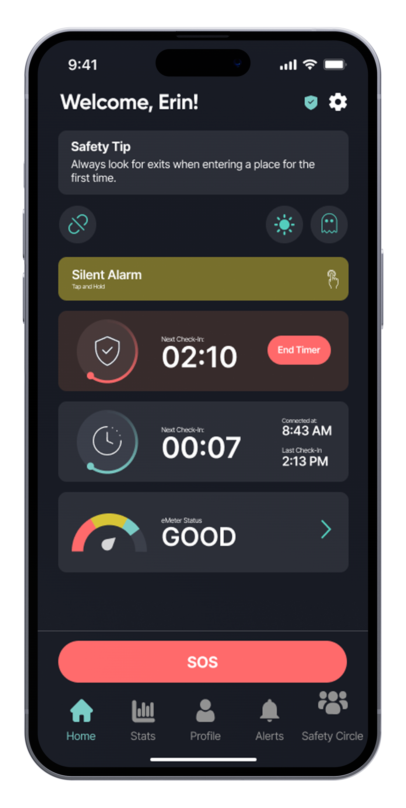 my-eforce app detecting an incident, like a fall, and sending an automated emergency alert for lone worker protection.