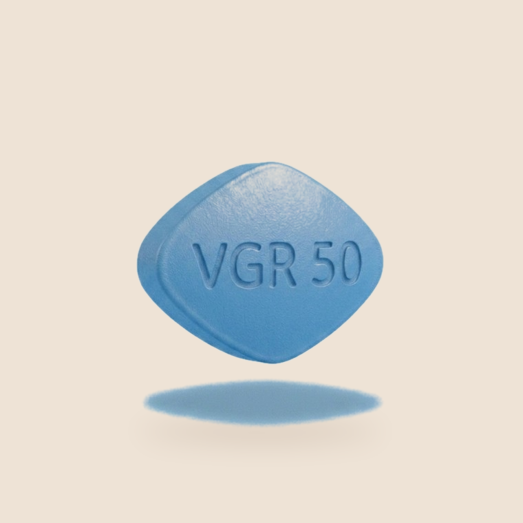 Blue diamond-shaped sildenafil tablet