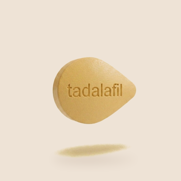 Yellow teardrop-shaped tadalafil tablet