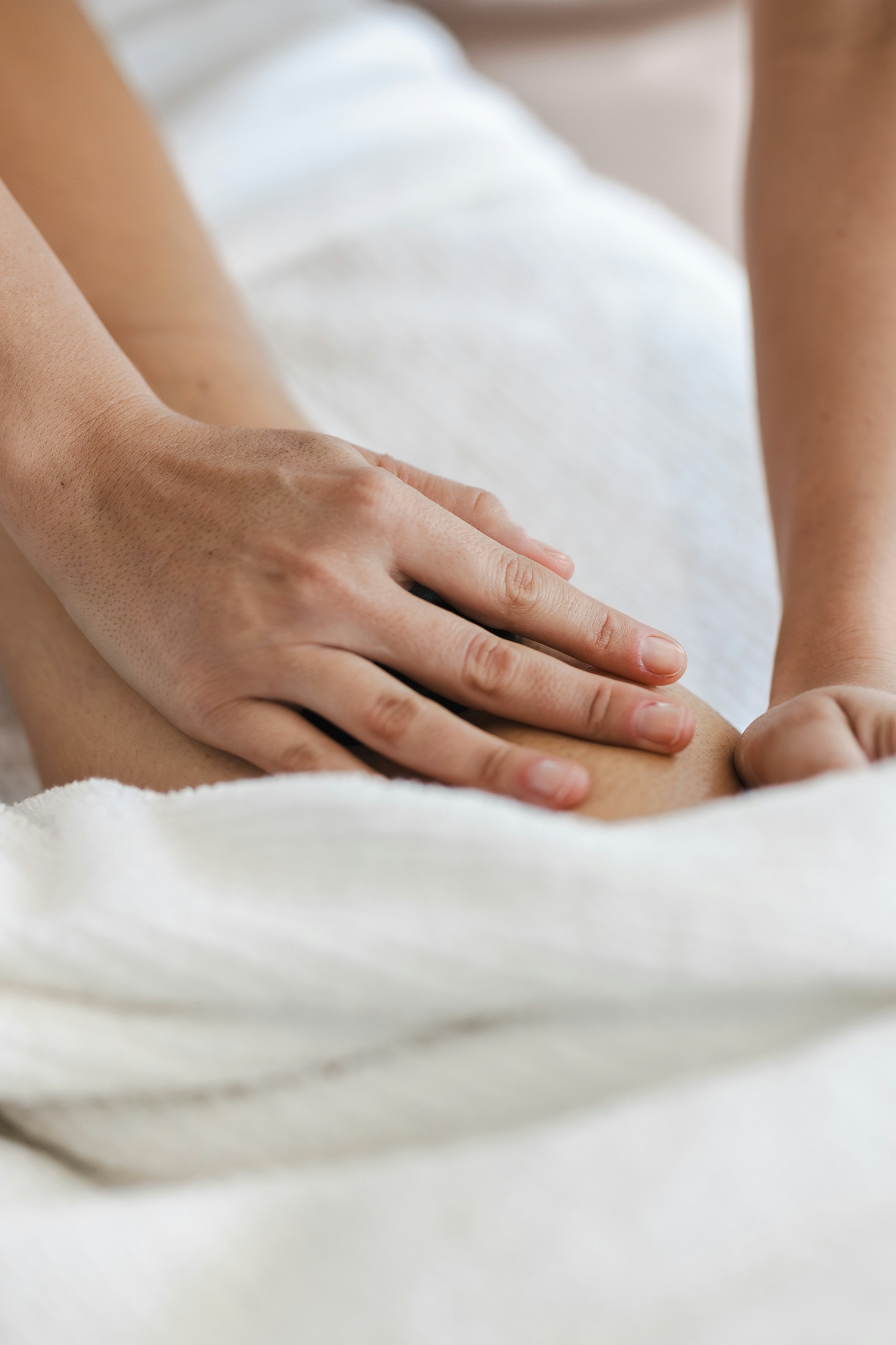 A person receiving a back massage.