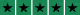 Row of five black stars evenly spaced on a green background.
