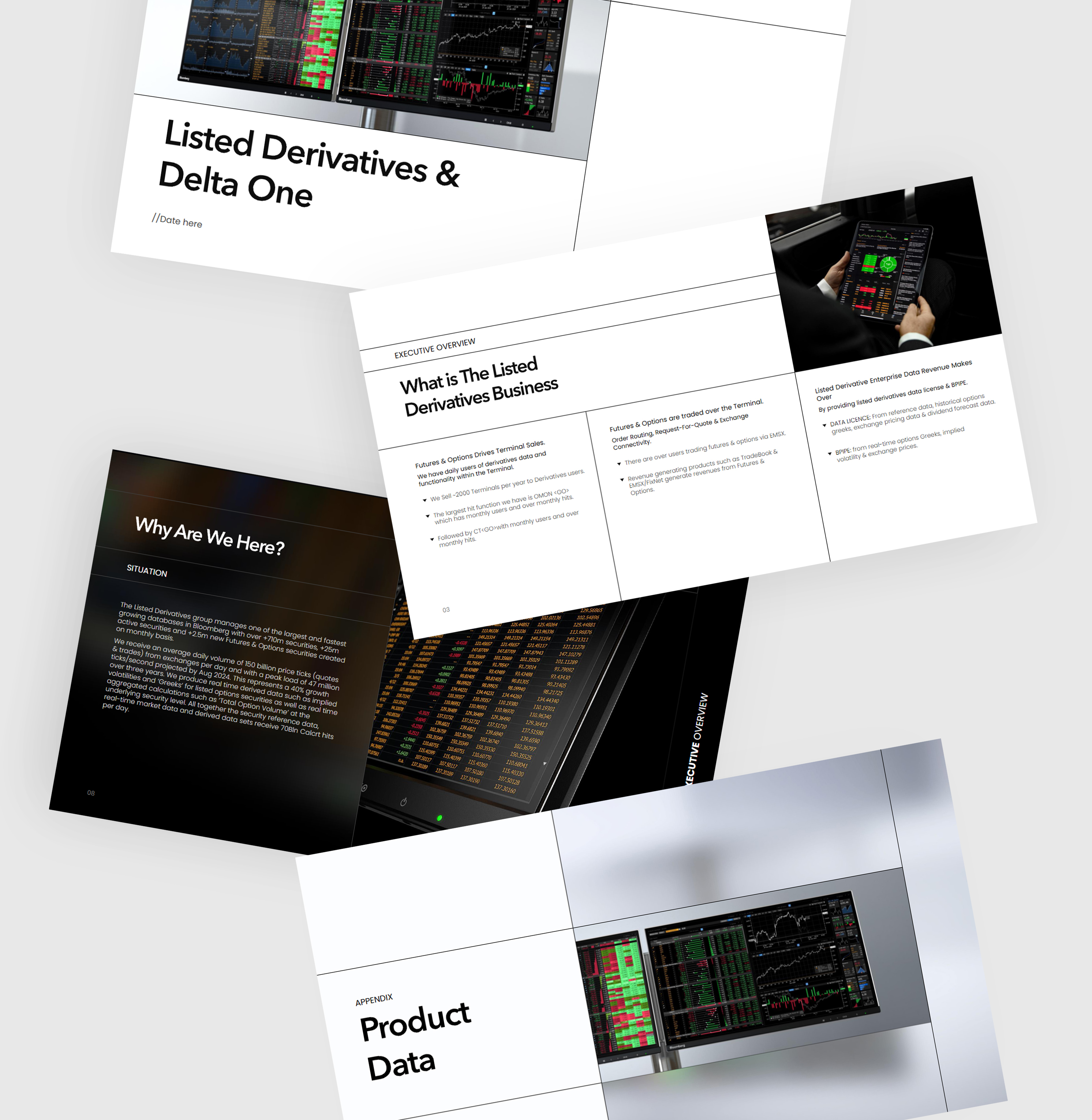 Listed derivatives presentation deck showcasing trading data, market insights, and product analysis.