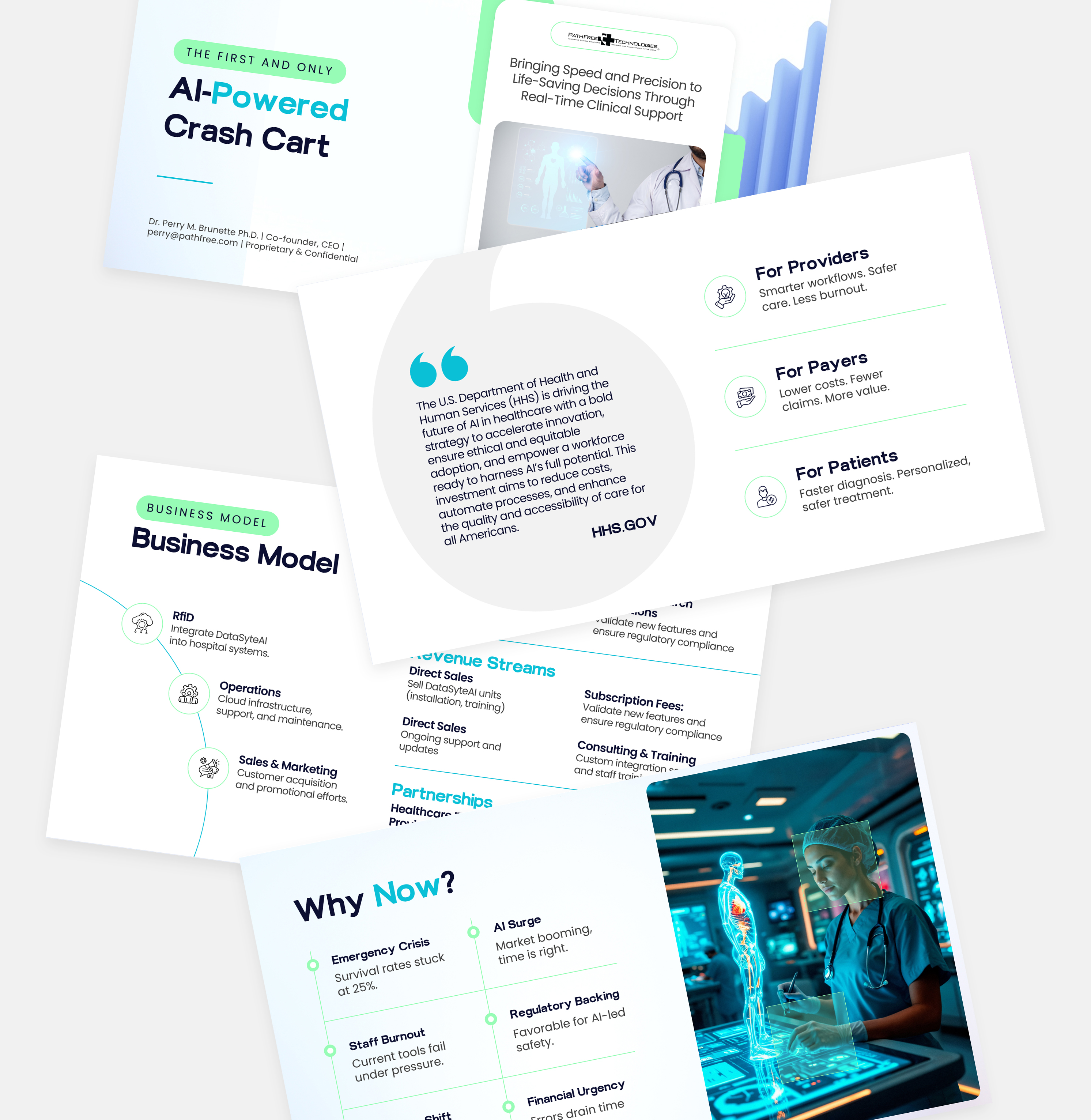 Healthcare pitch deck featuring AI-powered clinical support and investor presentation design