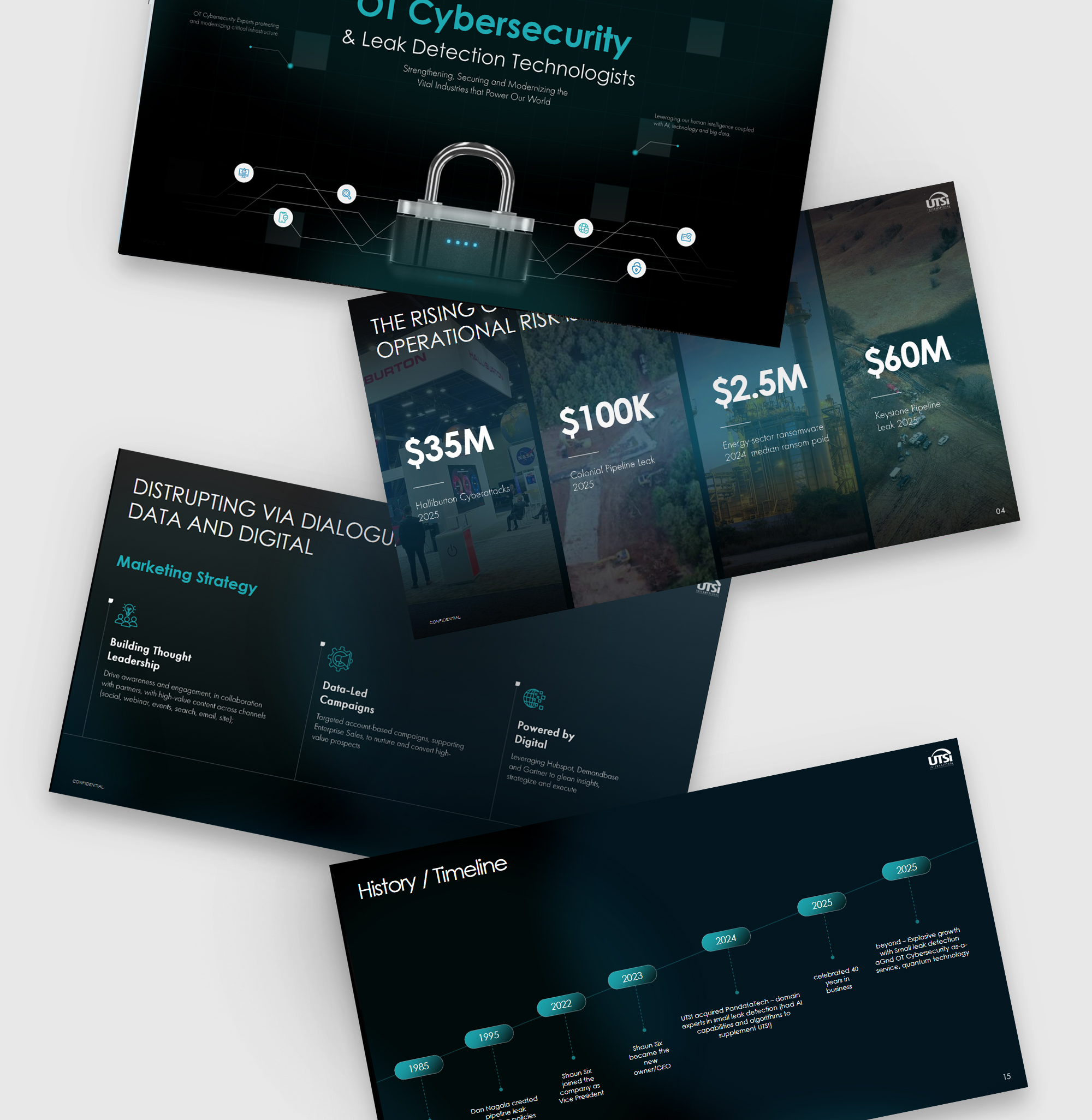 Cybersecurity pitch deck showcasing threat intelligence platform and investor presentation design 