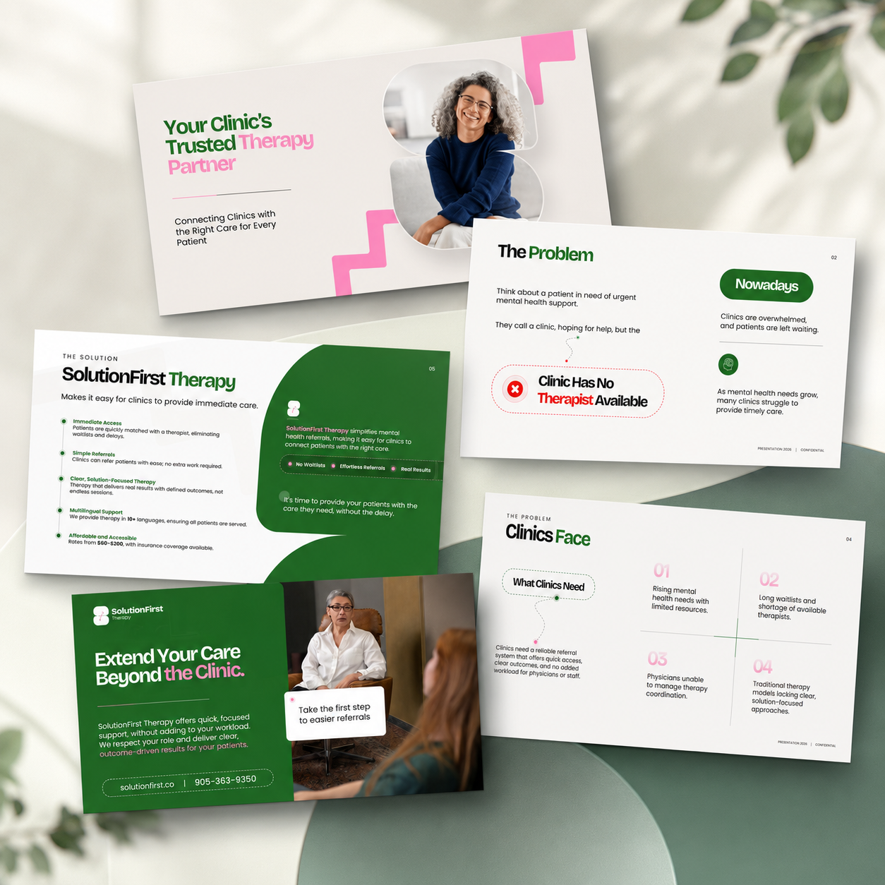 Healthcare pitch deck featuring AI-powered clinical support and investor presentation design