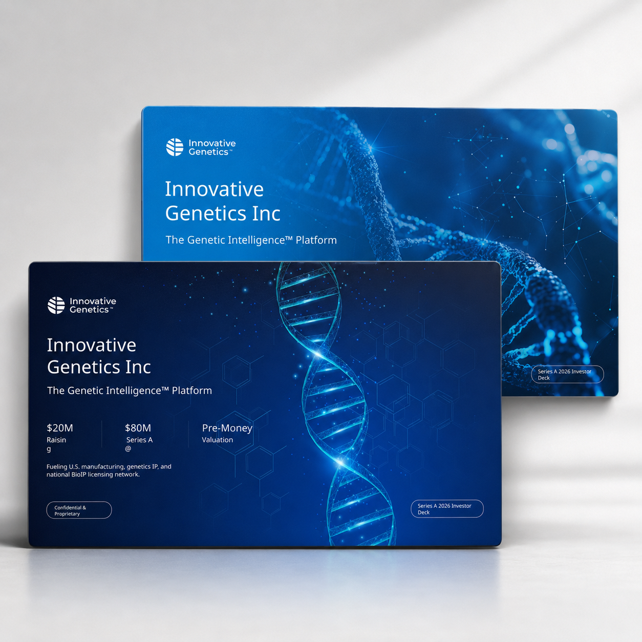 Biotech pitch deck showcasing genetics innovation and investor-ready biotech presentation design 