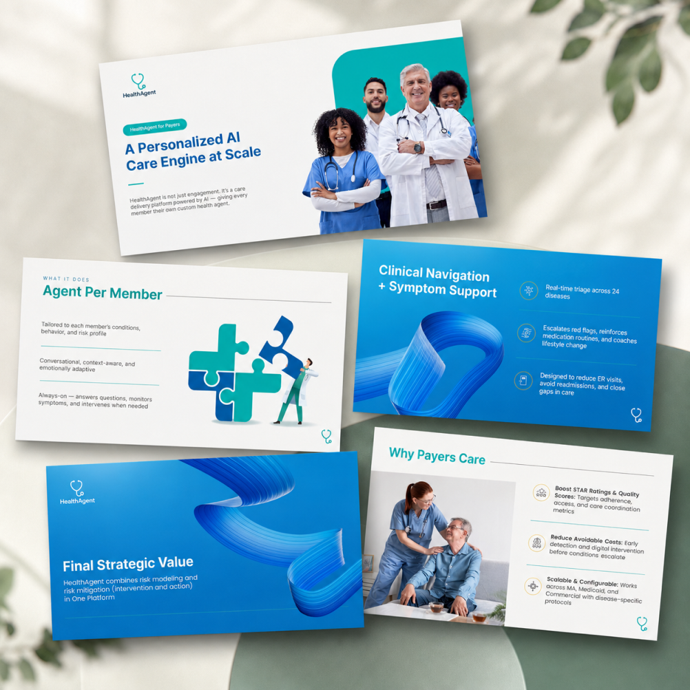 Healthcare pitch deck showcasing business model, revenue streams, and investor presentation design 