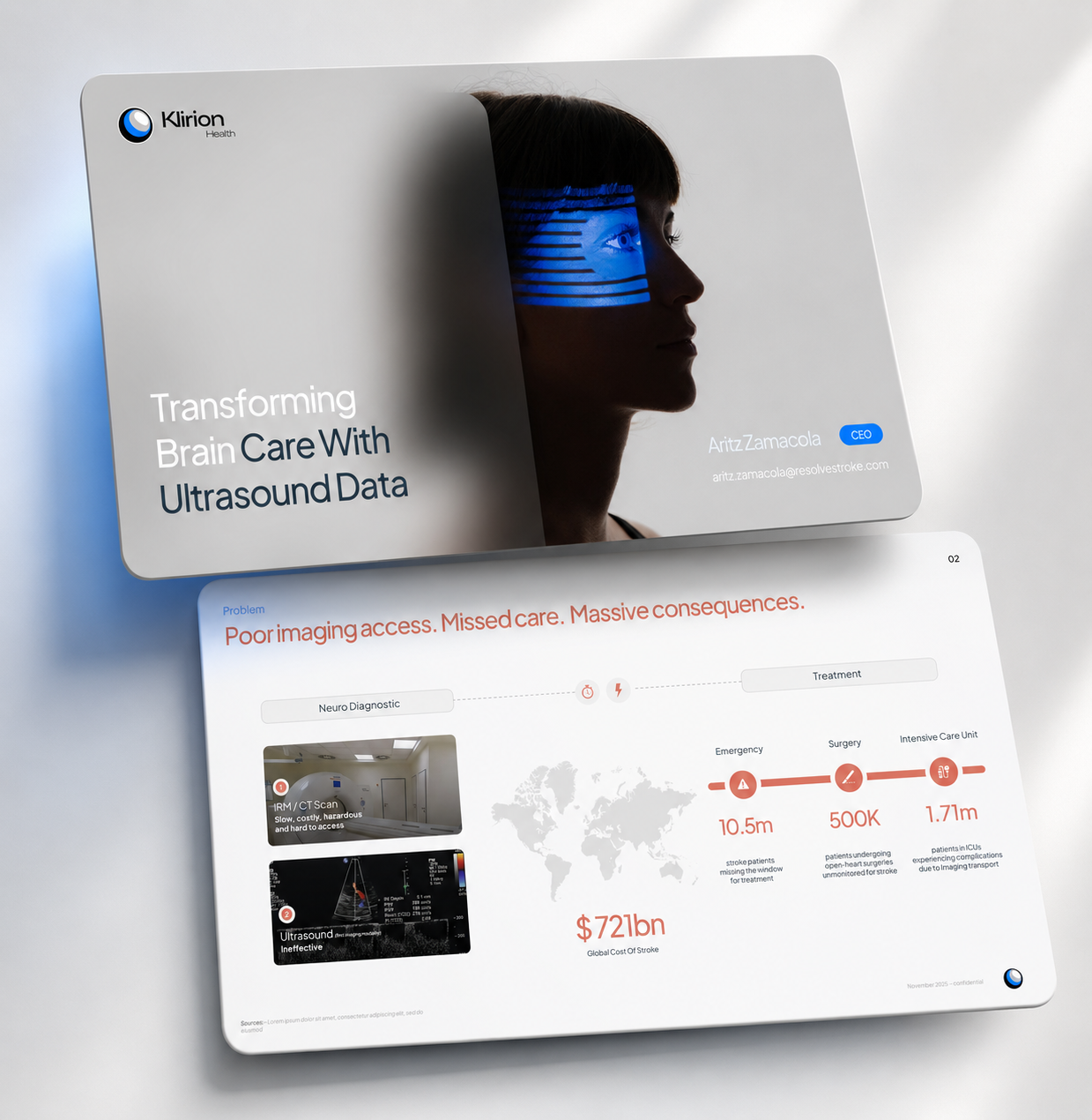 Healthcare pitch deck featuring AI-powered clinical support and investor presentation design