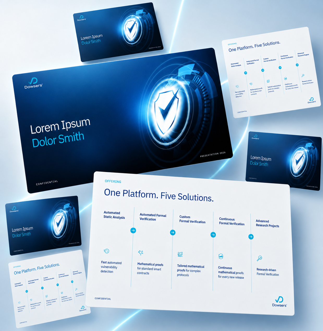 Cybersecurity pitch deck design showcasing secure software verification for the German technology market today