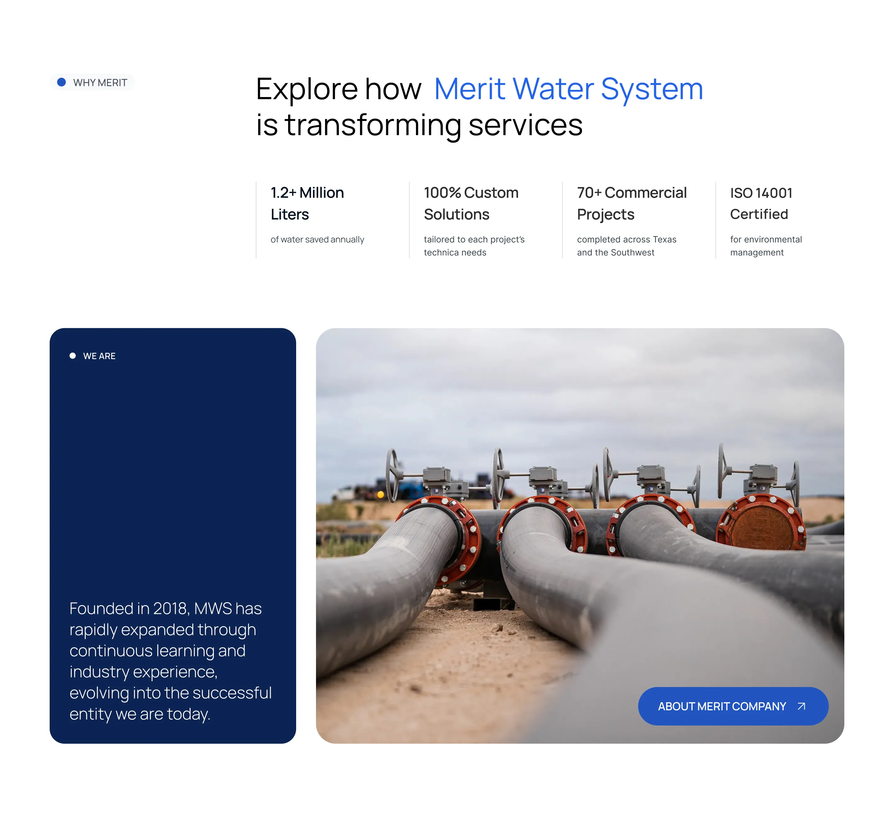 Website Redesign for Water Management System Company | Webflow CMS Development About company section