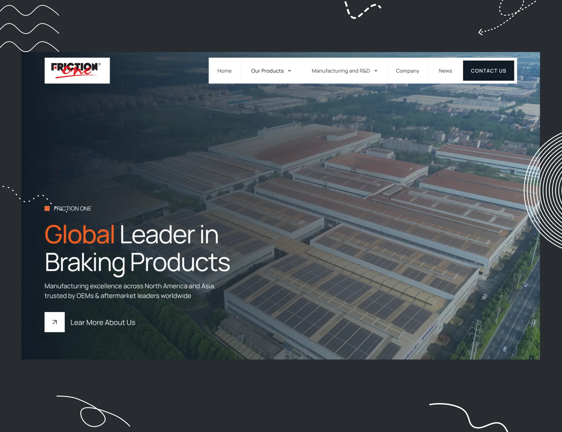 Friction One — Manufacturing Company Website Redesign | Webflow CMS for Industrial Products