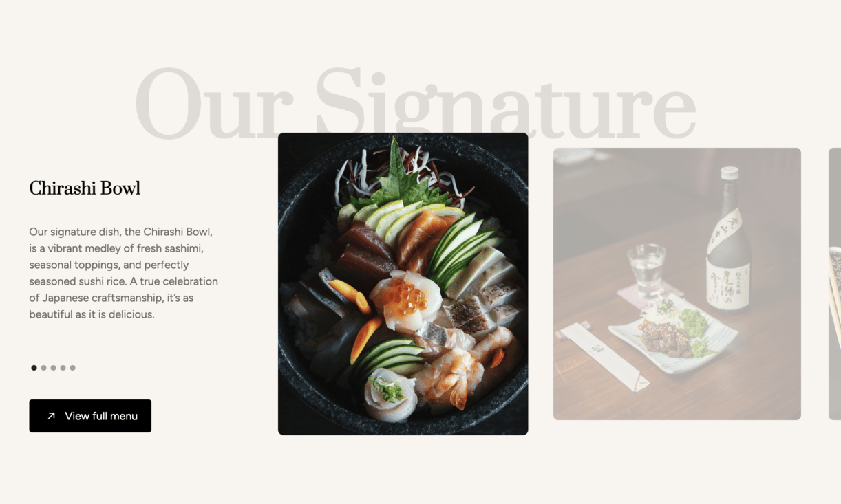 Gallery section on homepage