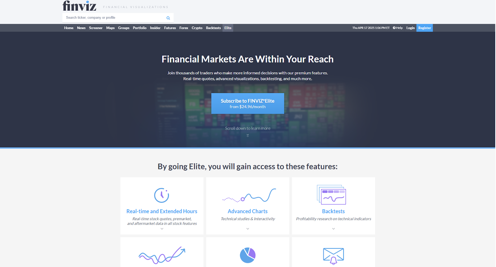 Finviz Elite (for Stocks and ETFs)