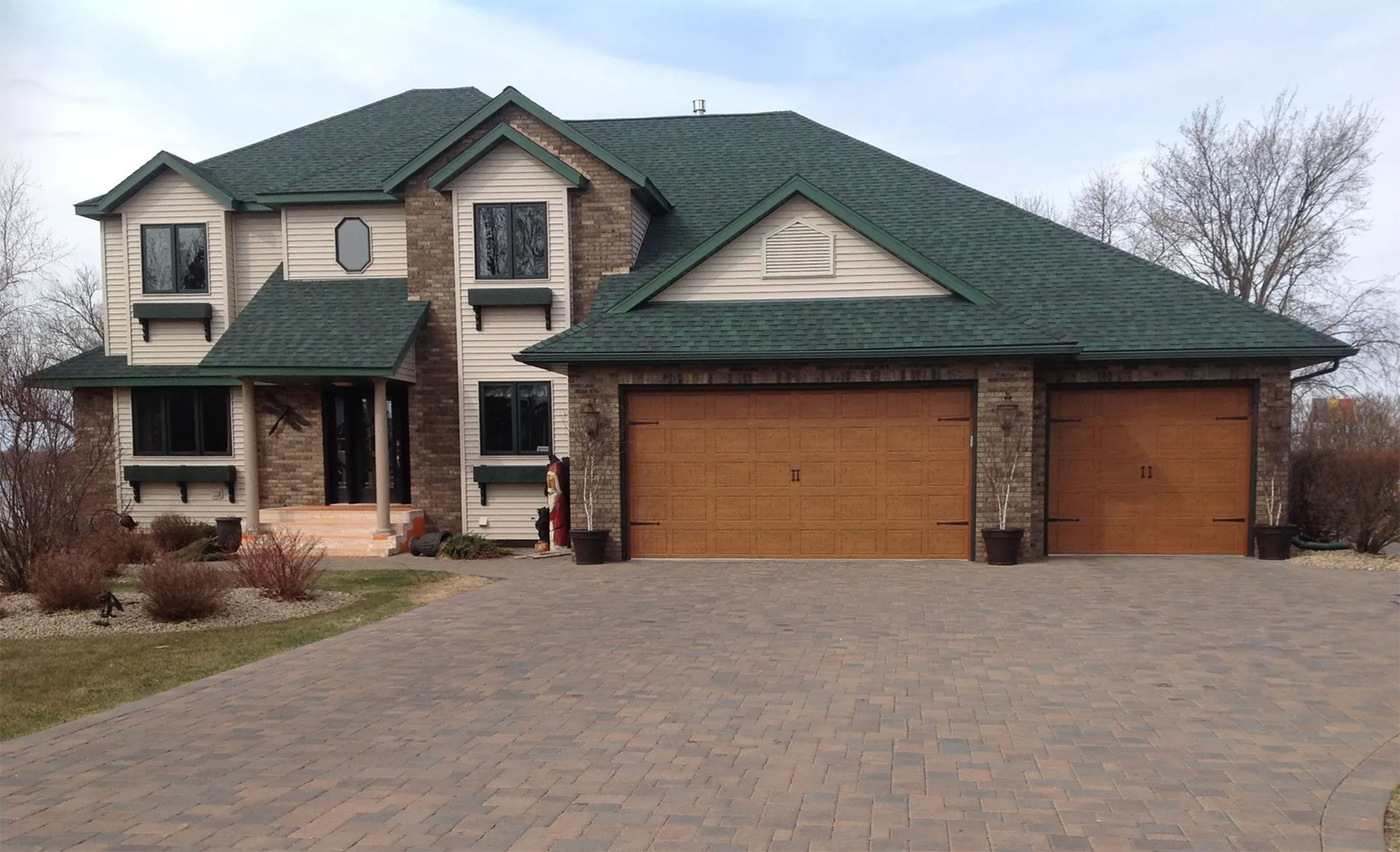 Viking Garage Door two stall woodgrain doors with windows